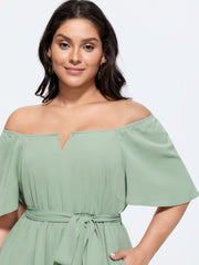 2-Way Wear Neckline Waist-Tie Maxi Dress