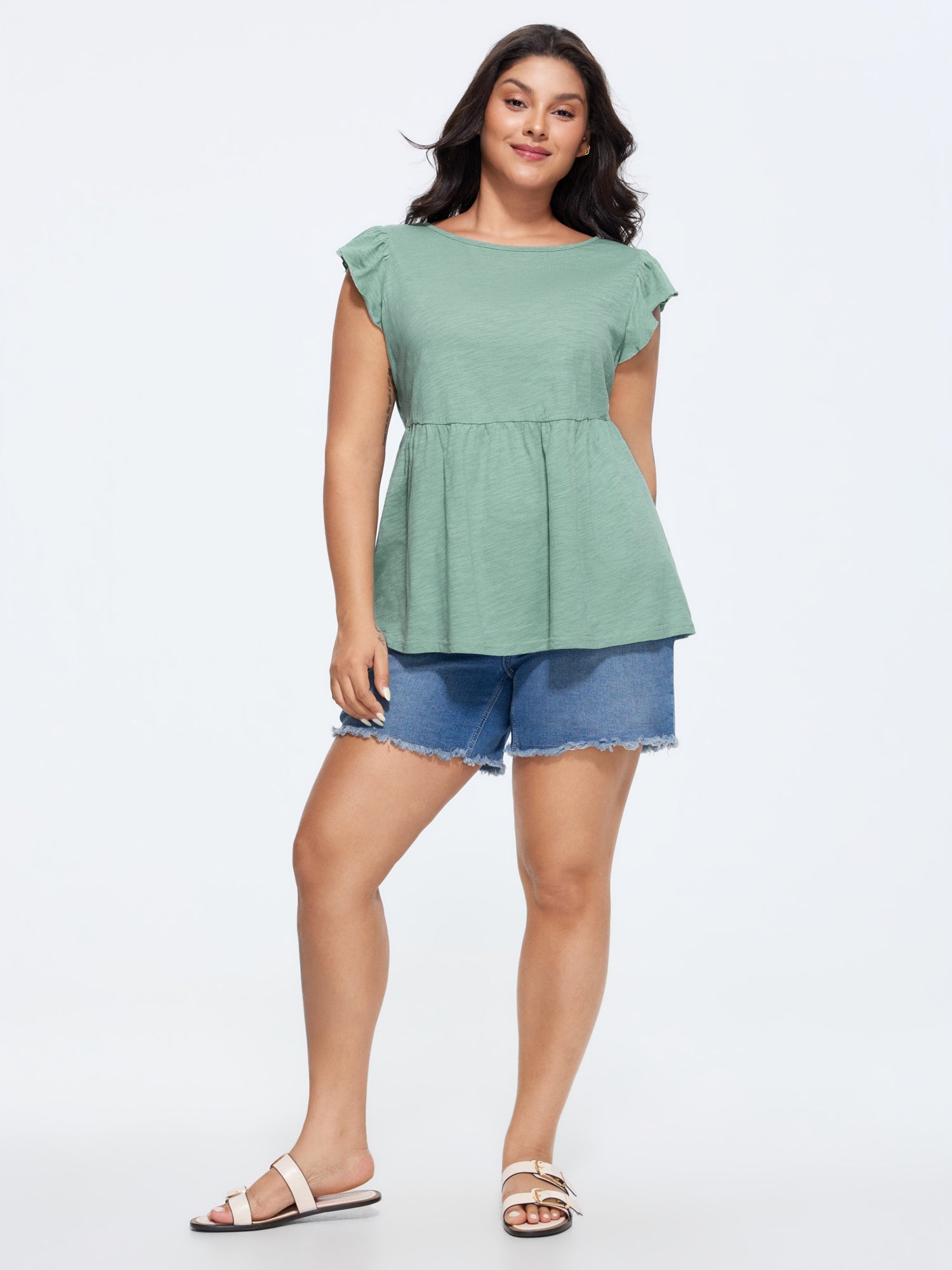 Cotton Open-Back Tie Lace T-Shirt