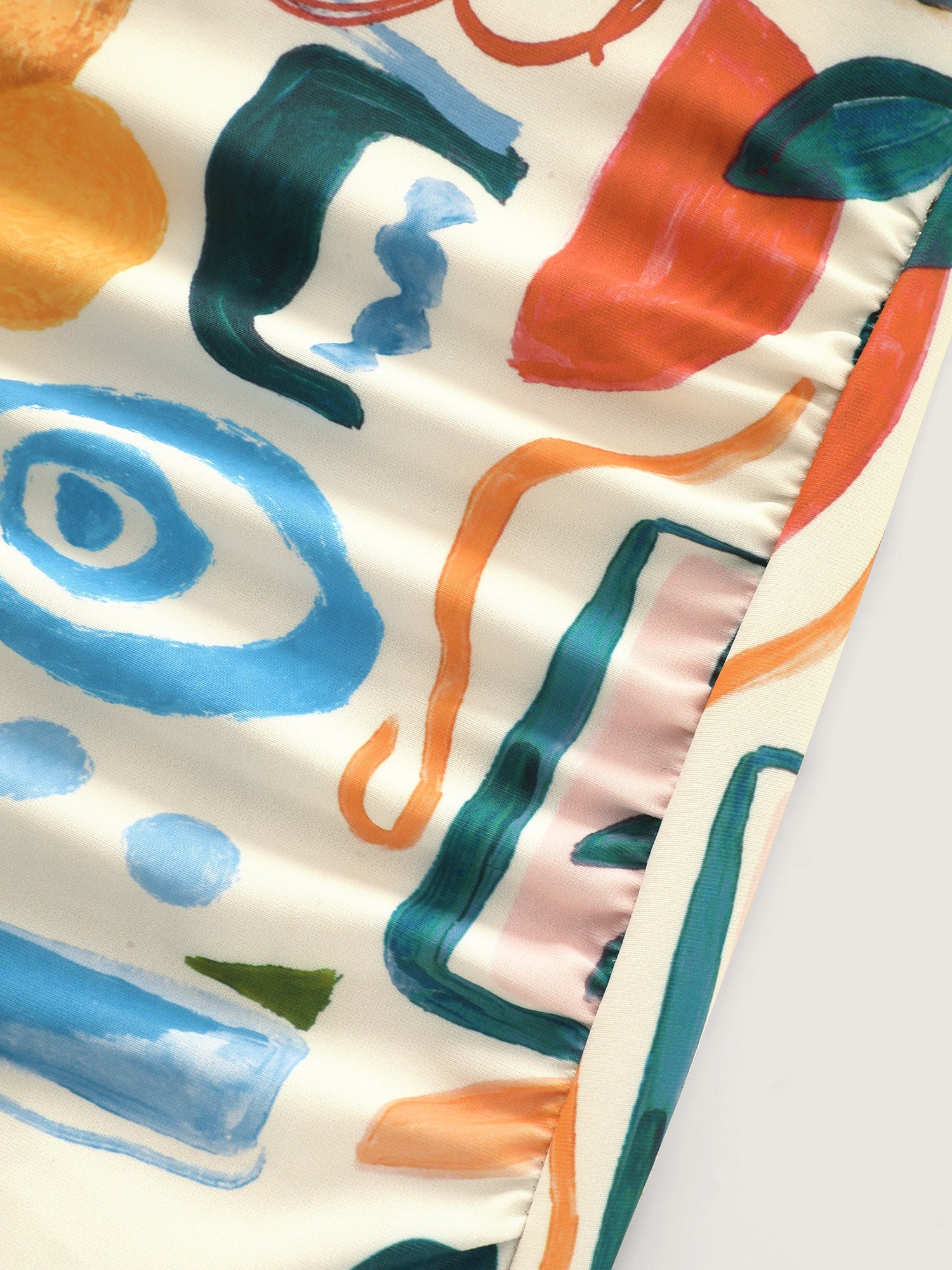 Geometric Print Ruched Bodice One-Piece Swim