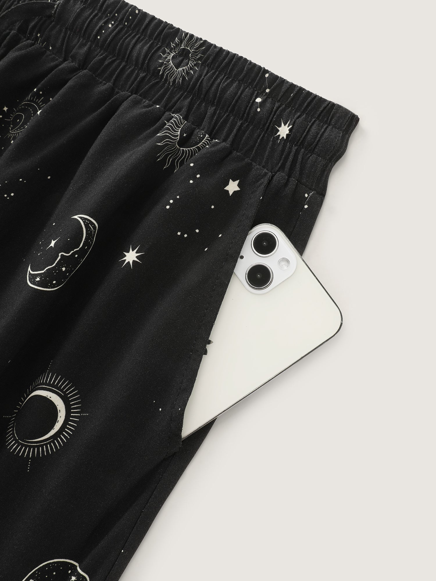 Star Moon Print Flowy Pants