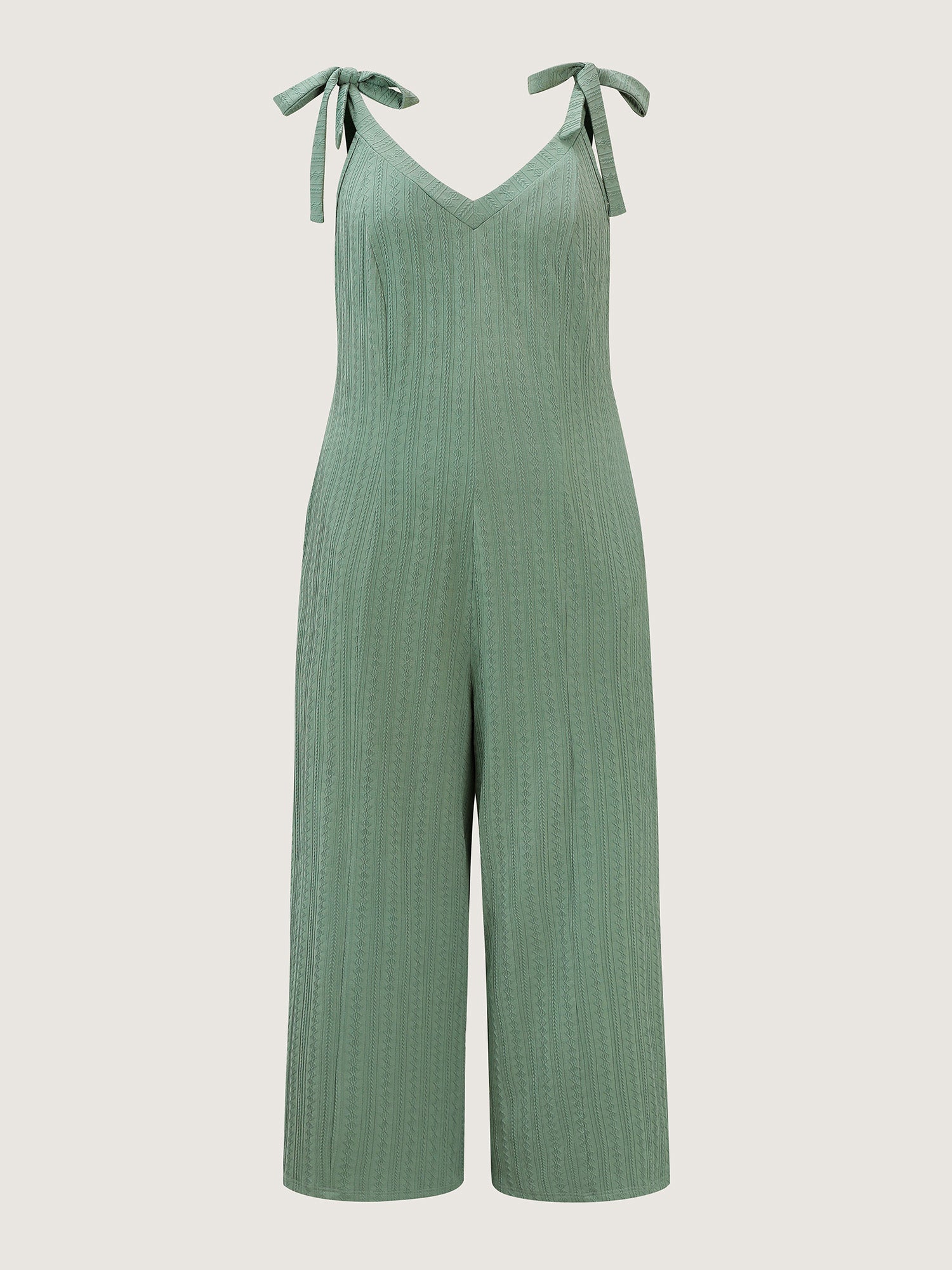 Twist Textured Shoulder Tie Lounge Jumpsuit