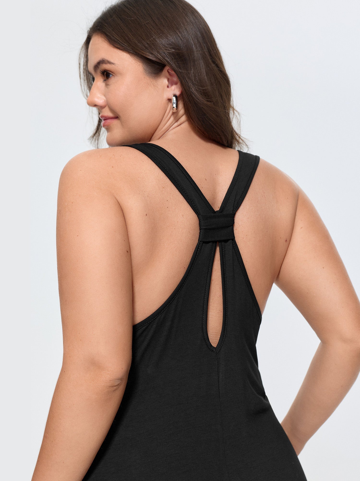 Supersoft Stretchy Wide-Straps Plain Maxi Dress