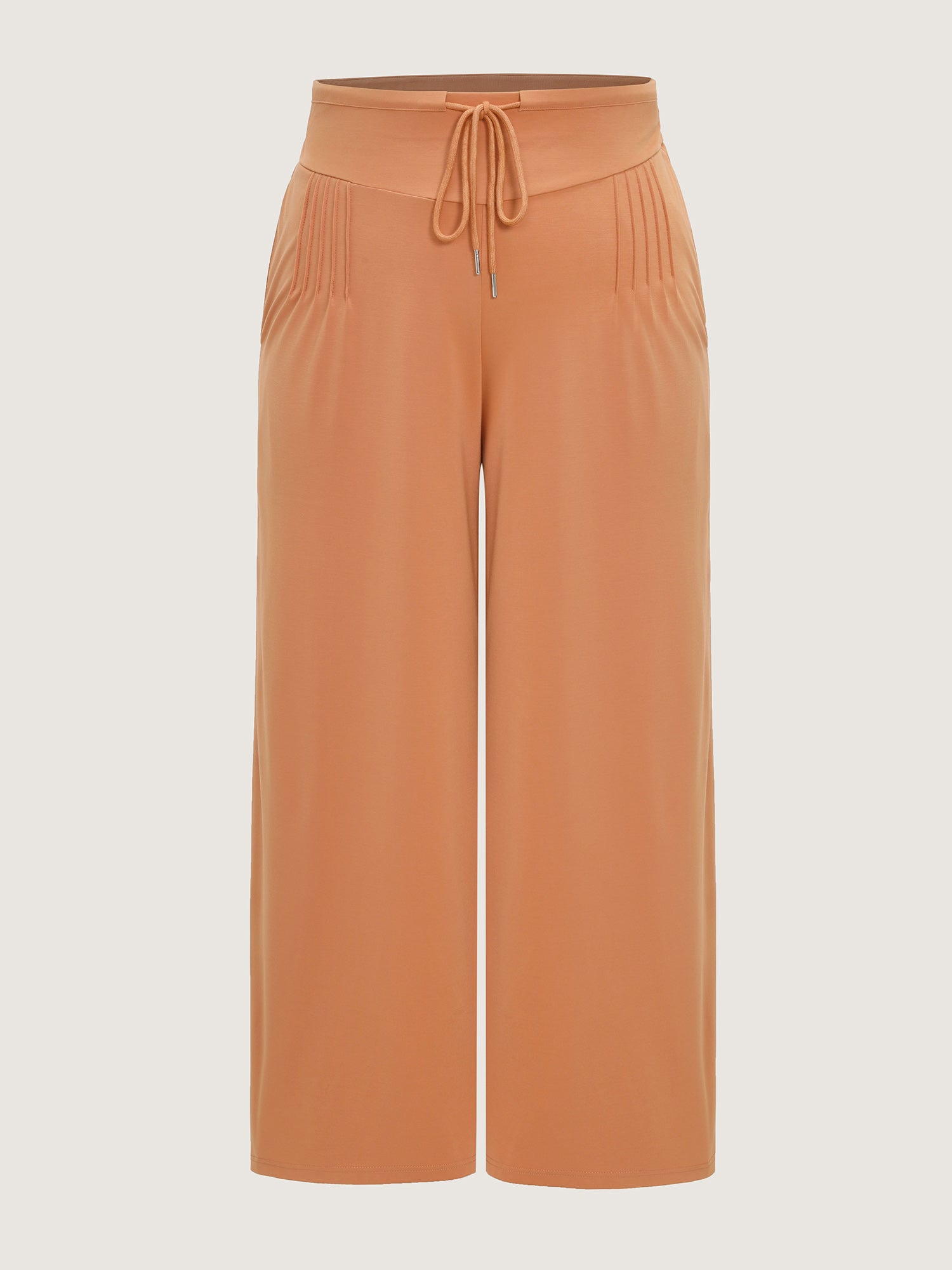 Stretchy Drawstring Waist Wide-Leg Pants