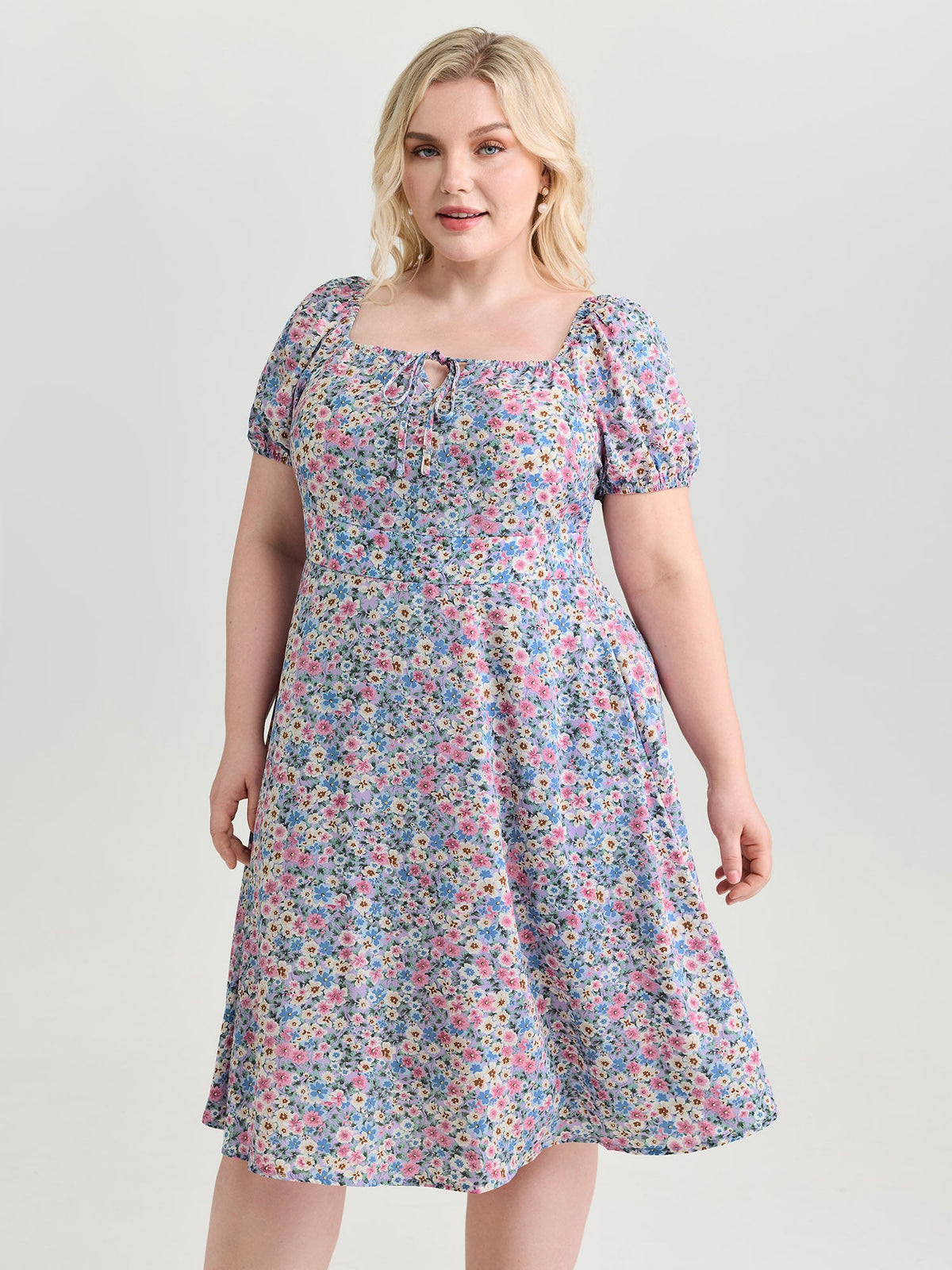 In Bloom Cinched-Waist Midi Dress