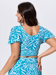 Floral Print Ruched Bodice Swim Top