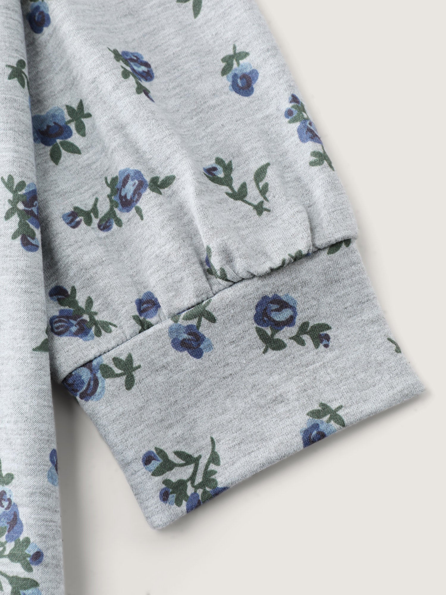 Floral Print Zipper Hoodie