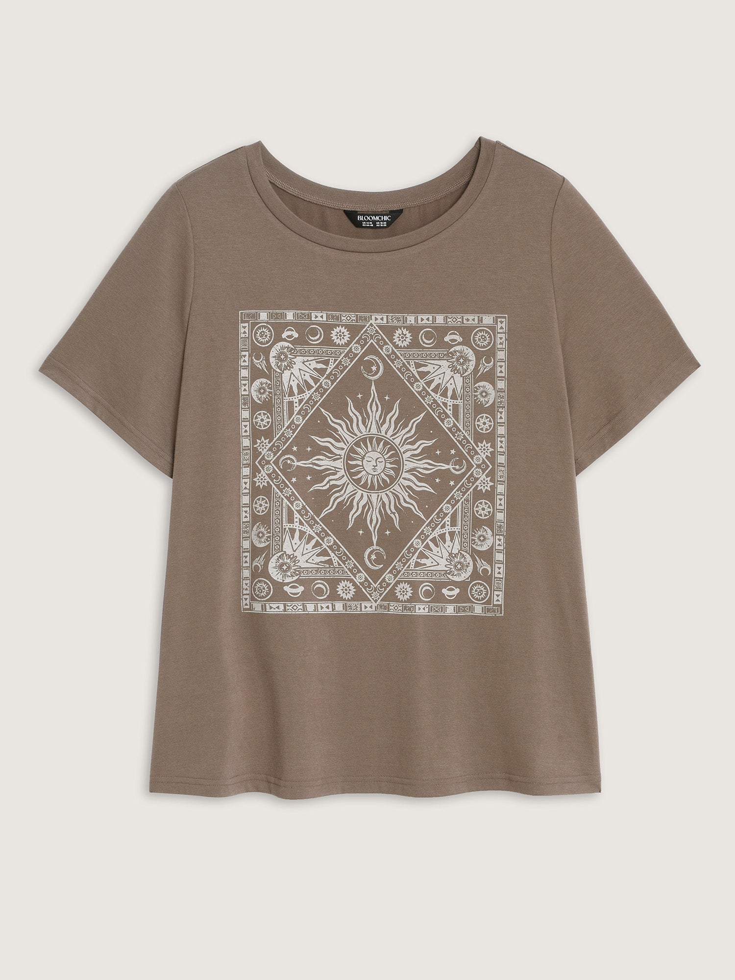 Supersoft Geometric Print Round Neck Long T-Shirt