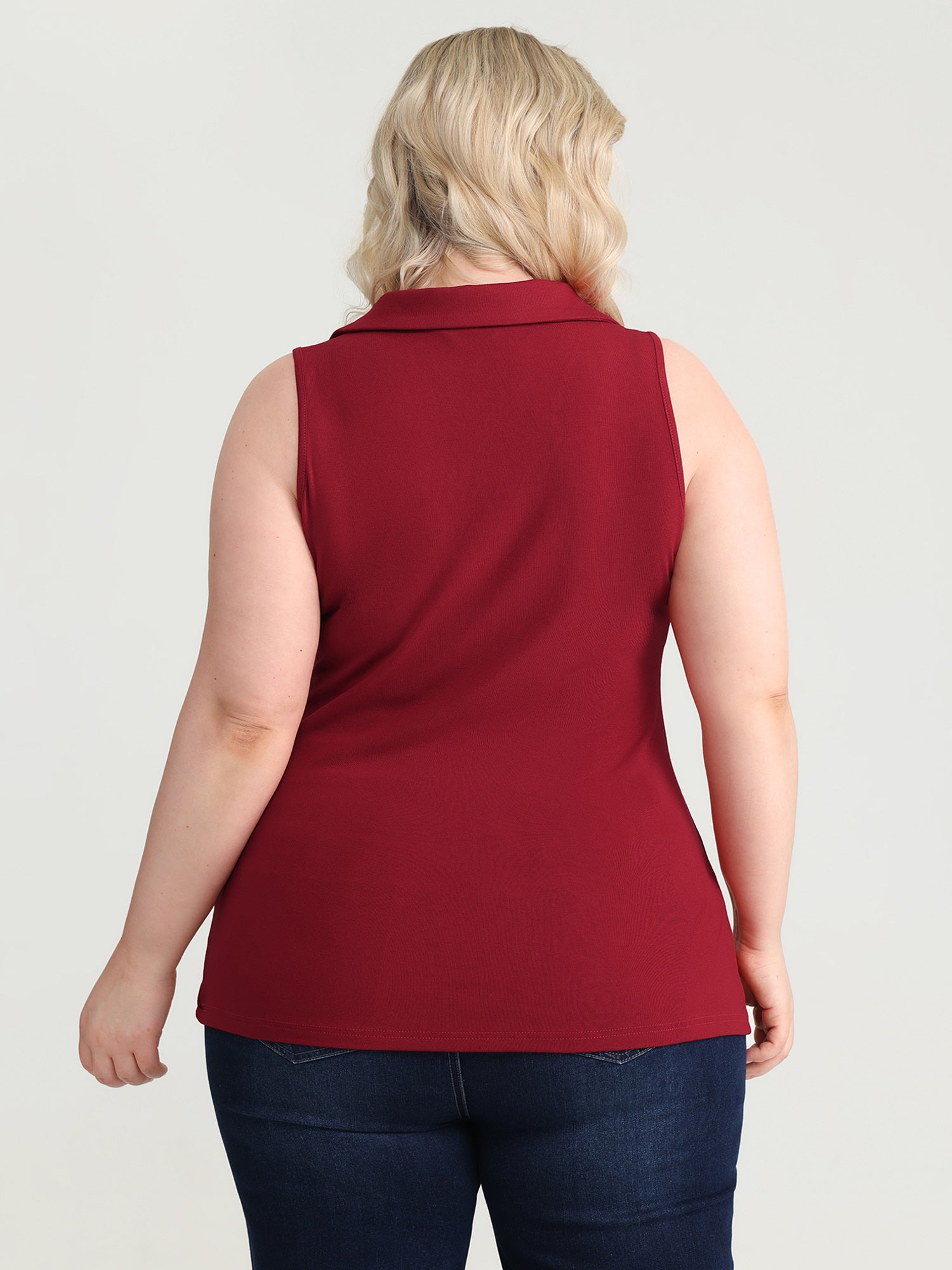 Elastic Button Detail Fitted Tank Top