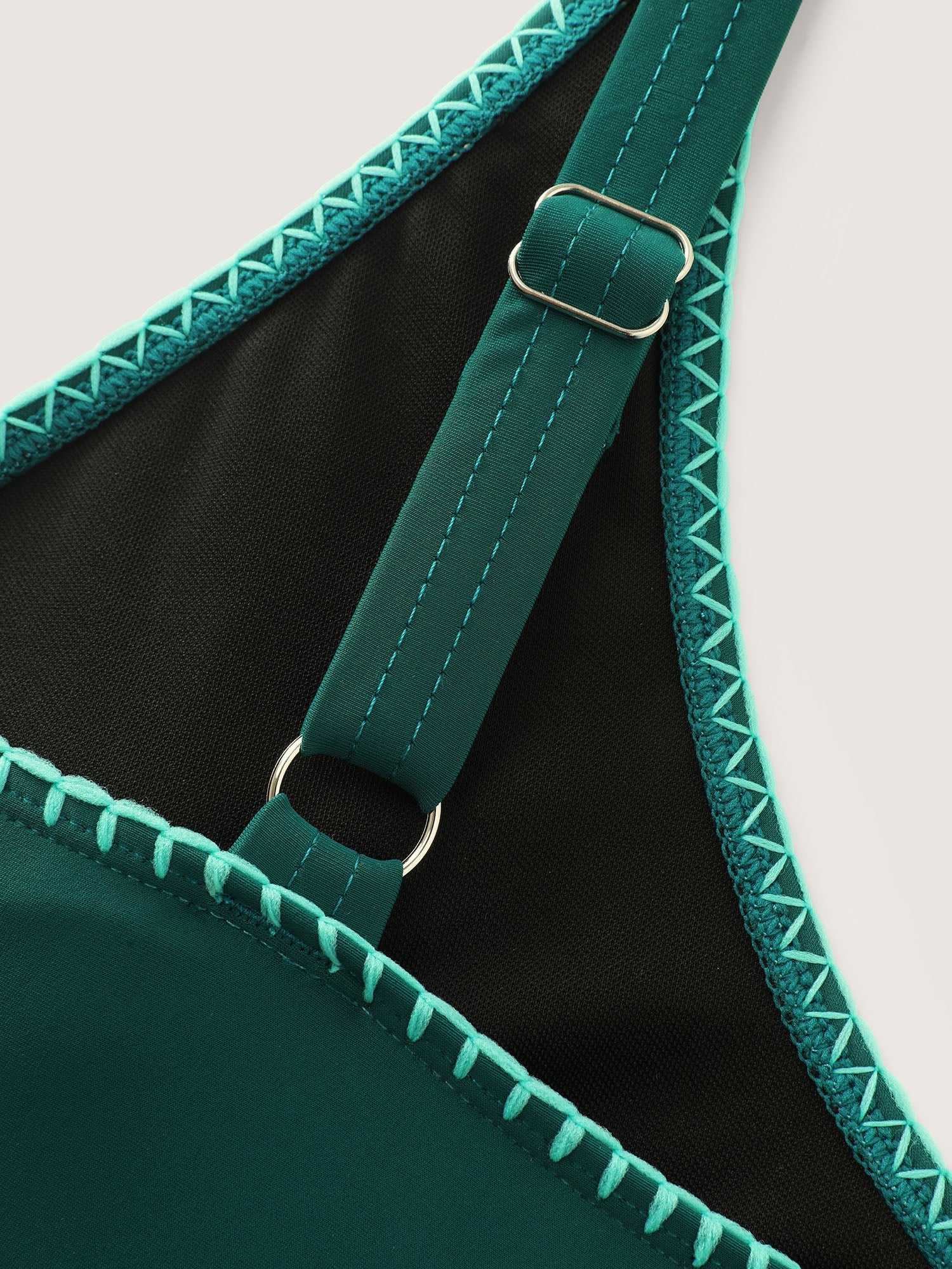 Embroidered Cut-Out Plain Swim Top