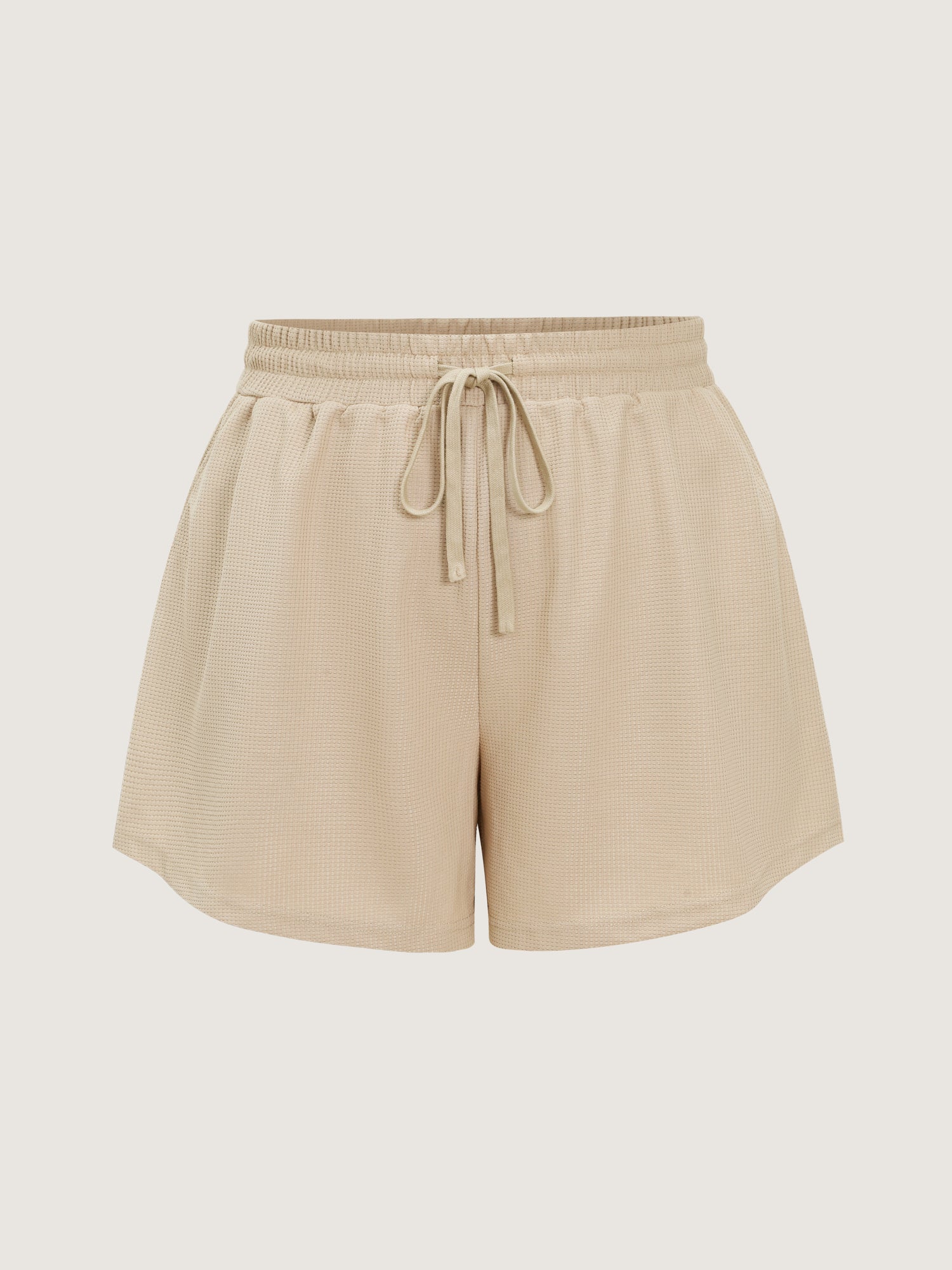 Textured Drawstring Waist Wide-Leg Shorts
