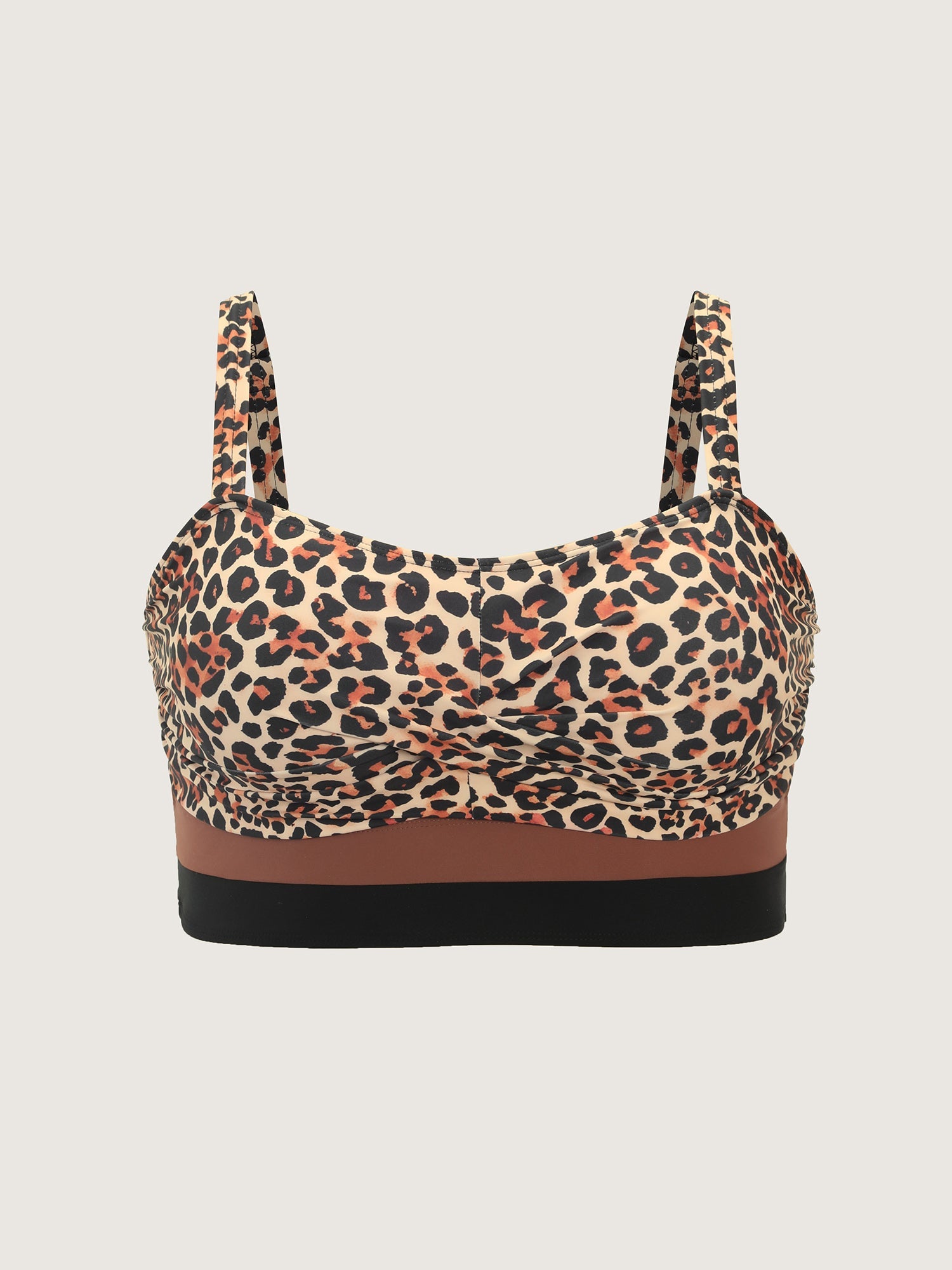 Leopard Print Twist Front Bikini Top