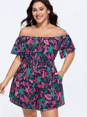 Floral Print Ruffled Off-Shoulder Romper