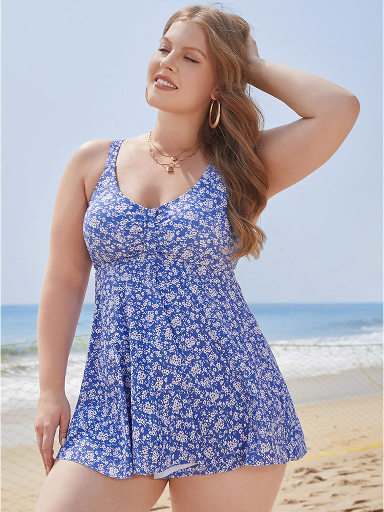 Ditsy Floral Adjustable Straps Tankini Top