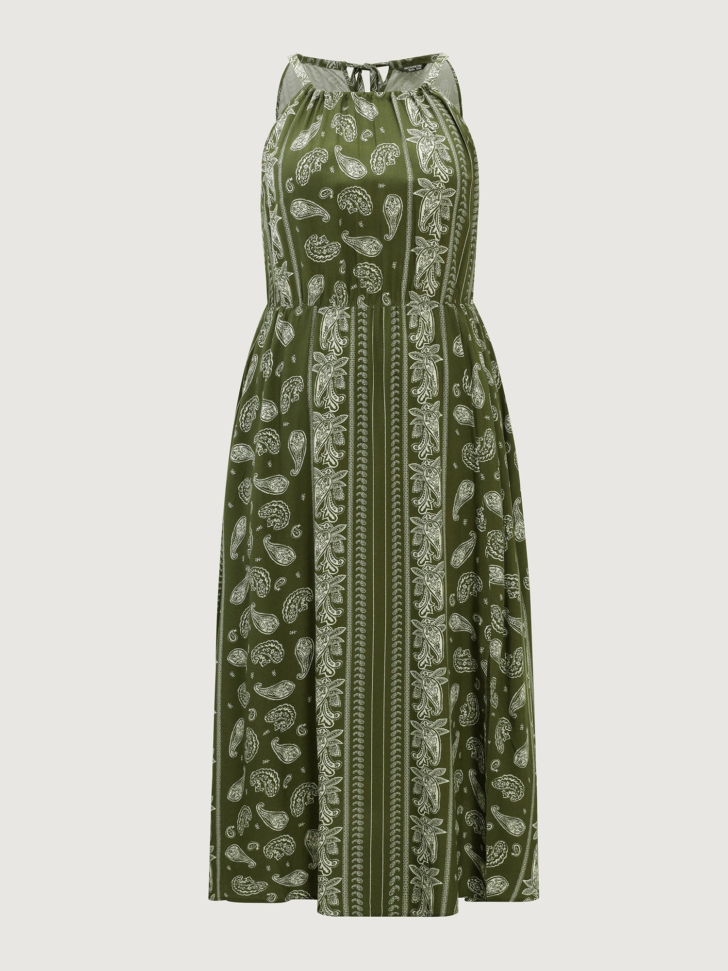 Silhouette Flower Striped Halter Neck Maxi Dress