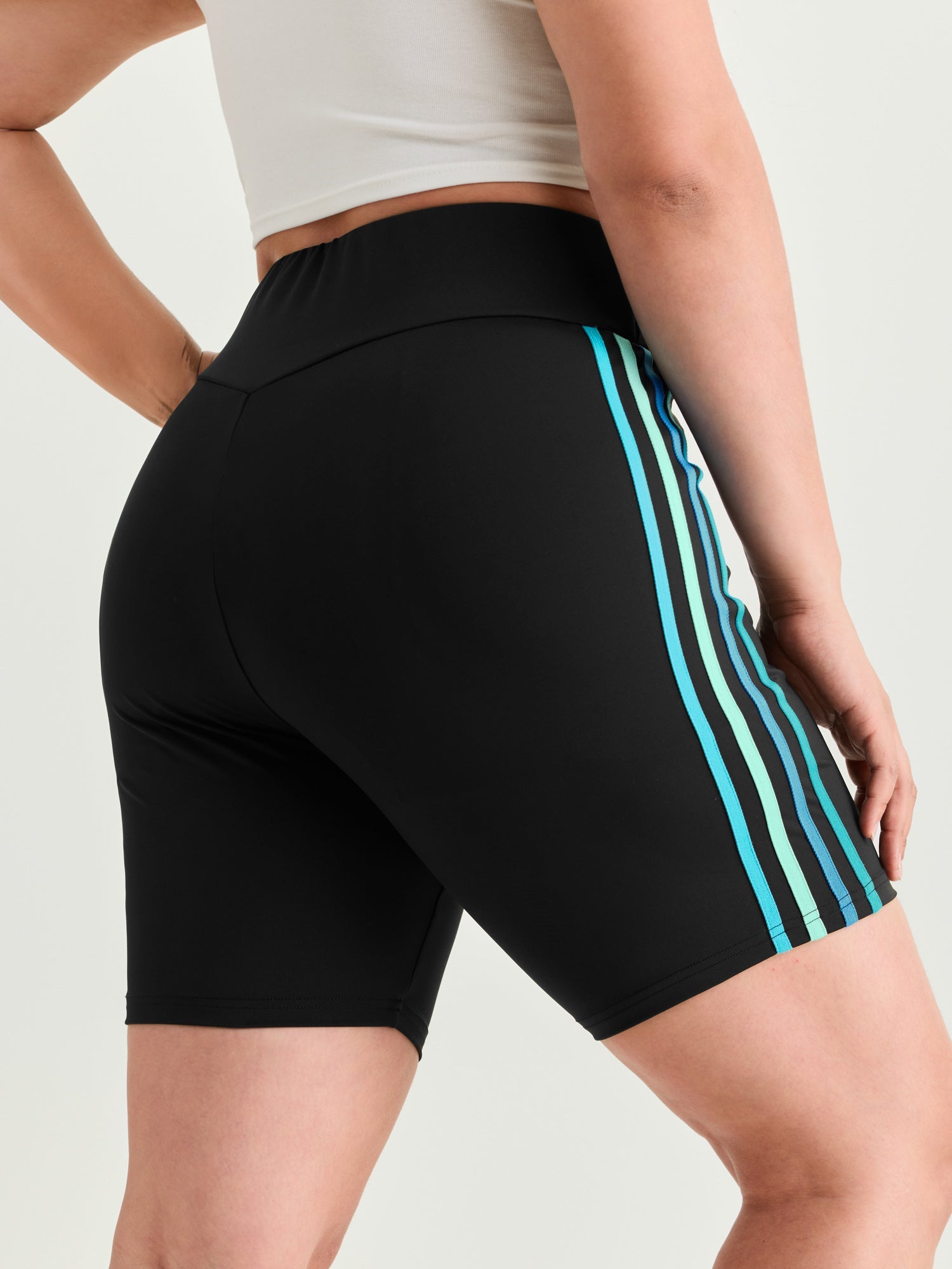 Stretchy Color Contrast Cropped Leggings