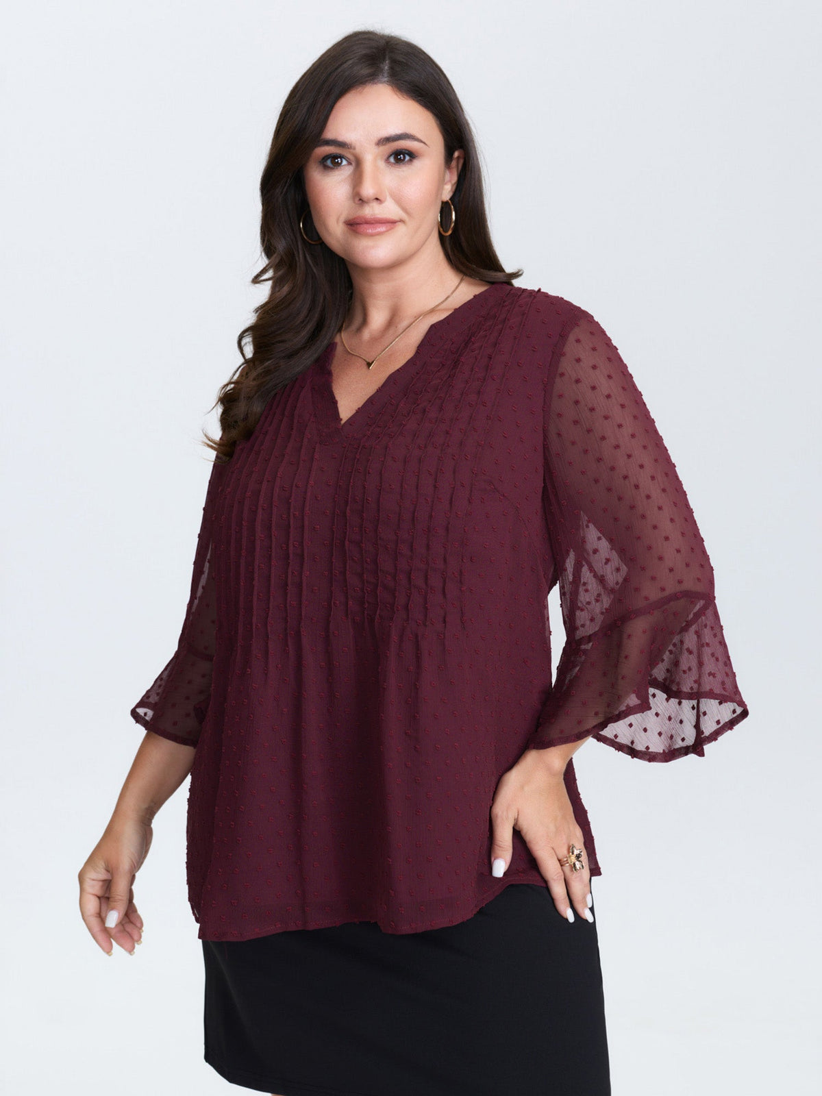 Chiffon Textured Toothpick Pleat Blouse