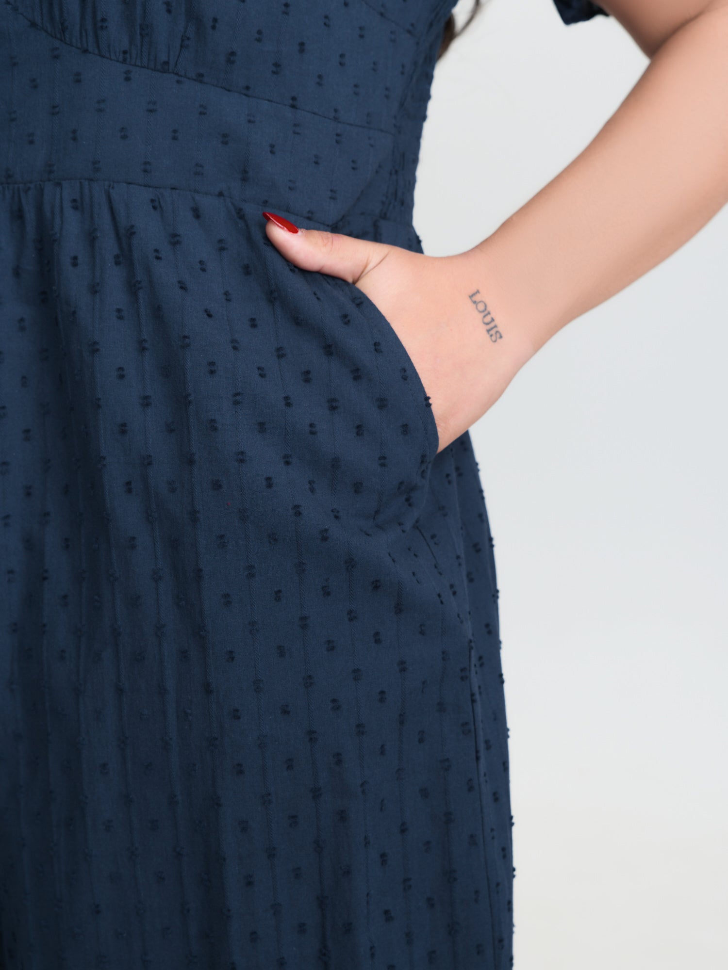 Pure Cotton Textured Pockets Jumpsuit
