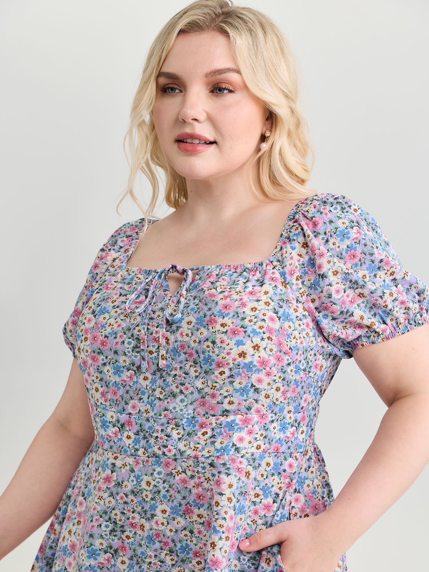 In Bloom Cinched-Waist Midi Dress