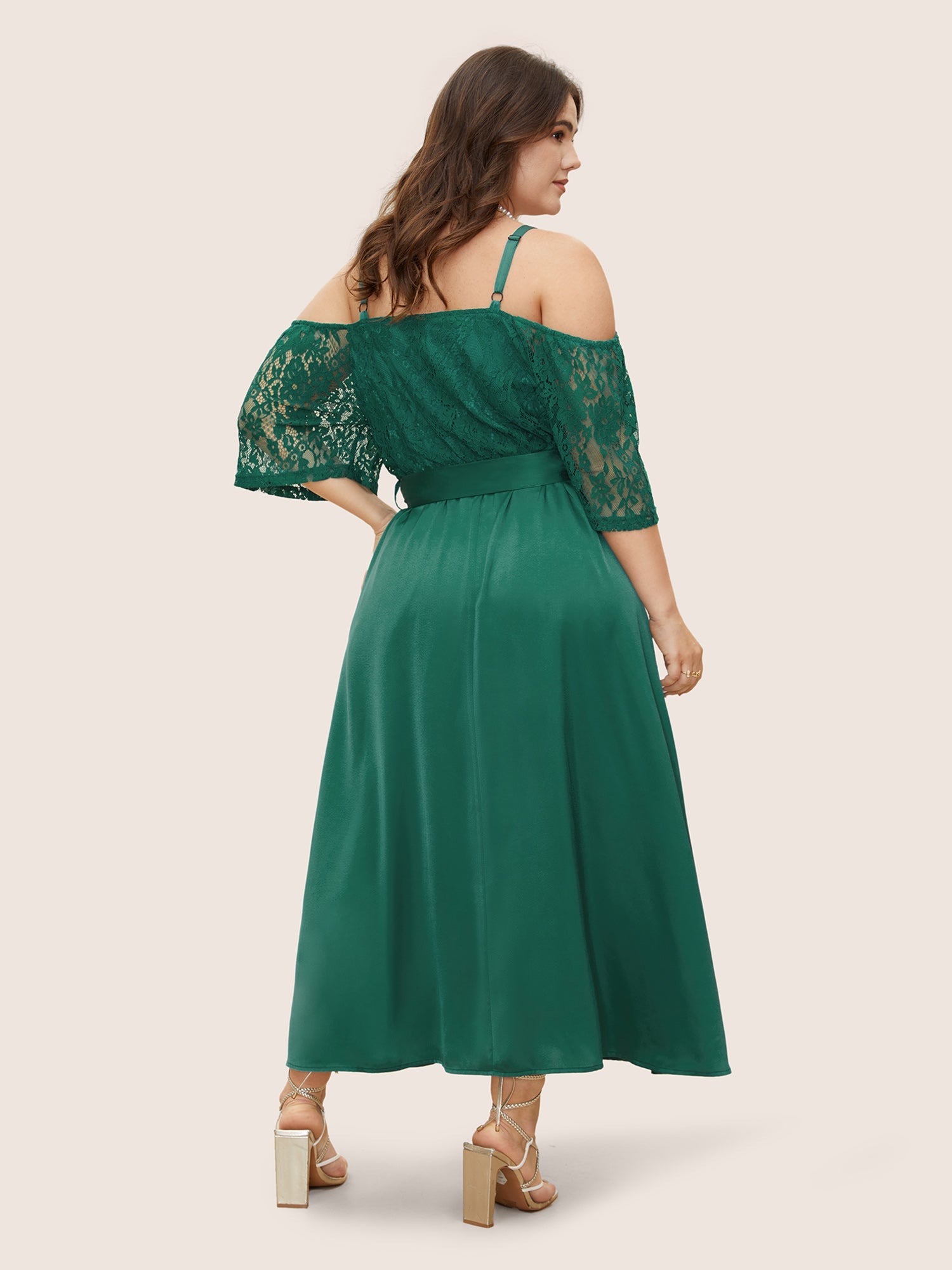 Crochet Lace Mesh Cold Shoulder Dress