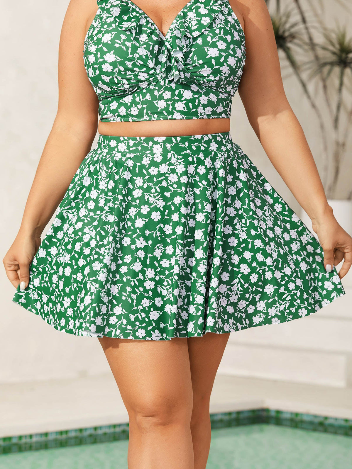 Ditsy Floral Print Flowy Swim Skirt
