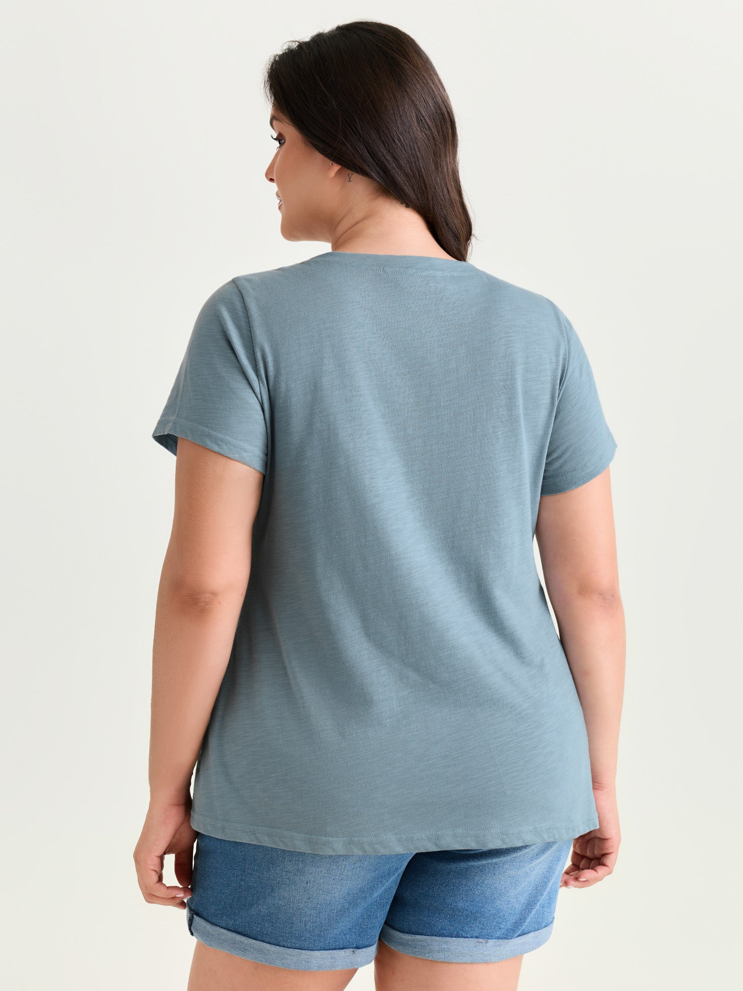 Floral Print Round Neck Textured T-Shirt