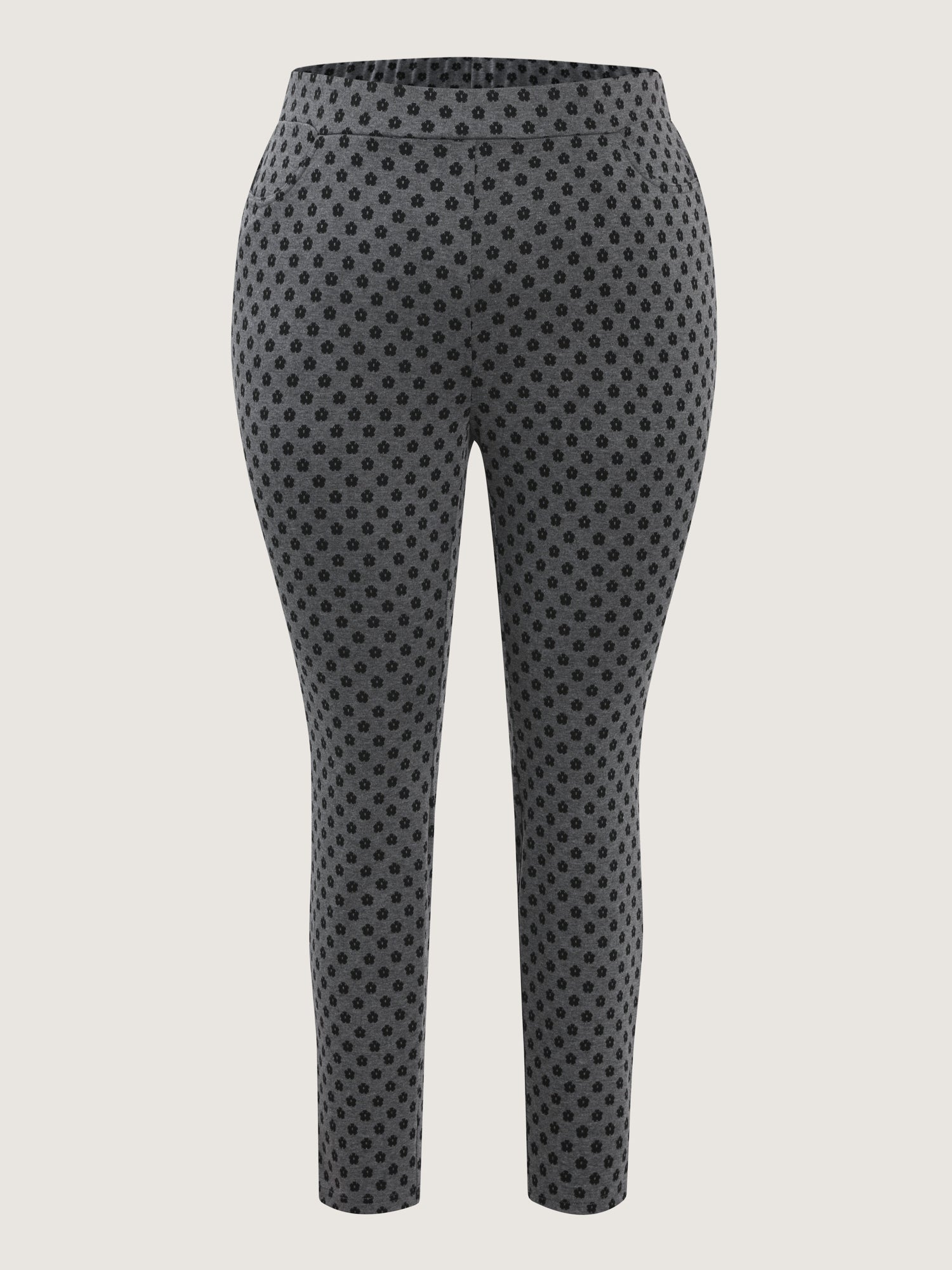Monochrome Floral Print Stretchy Pants