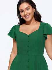 Sweetheart Neckline Button Detail Maxi Dress