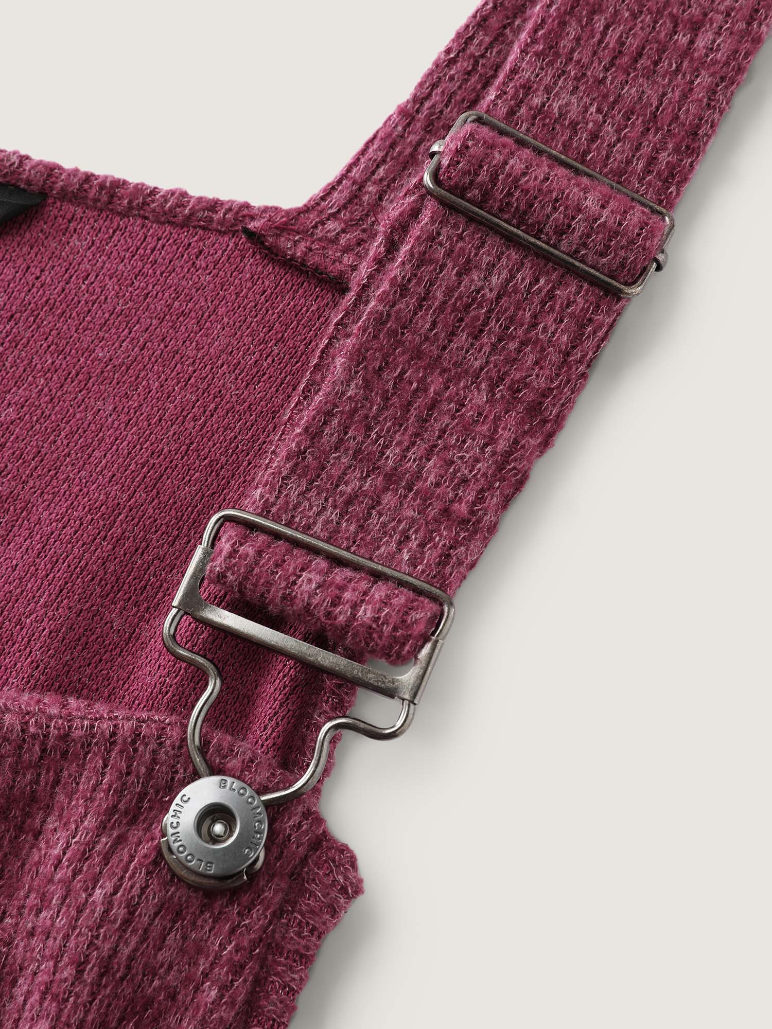 Plush Ribbed Stretchy Waistband Midi Overall Dress