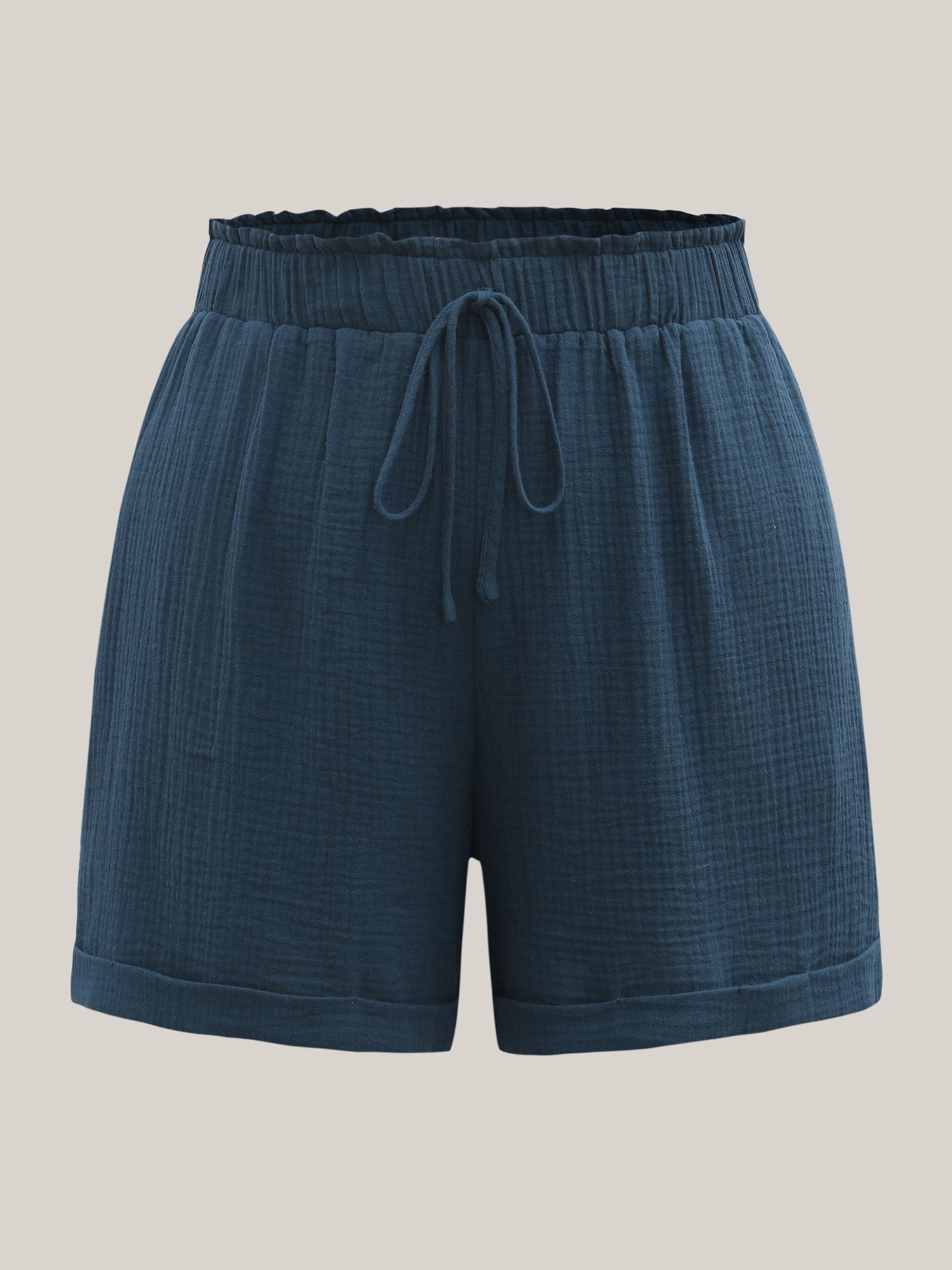 Curved Hem Straight-Leg Shorts