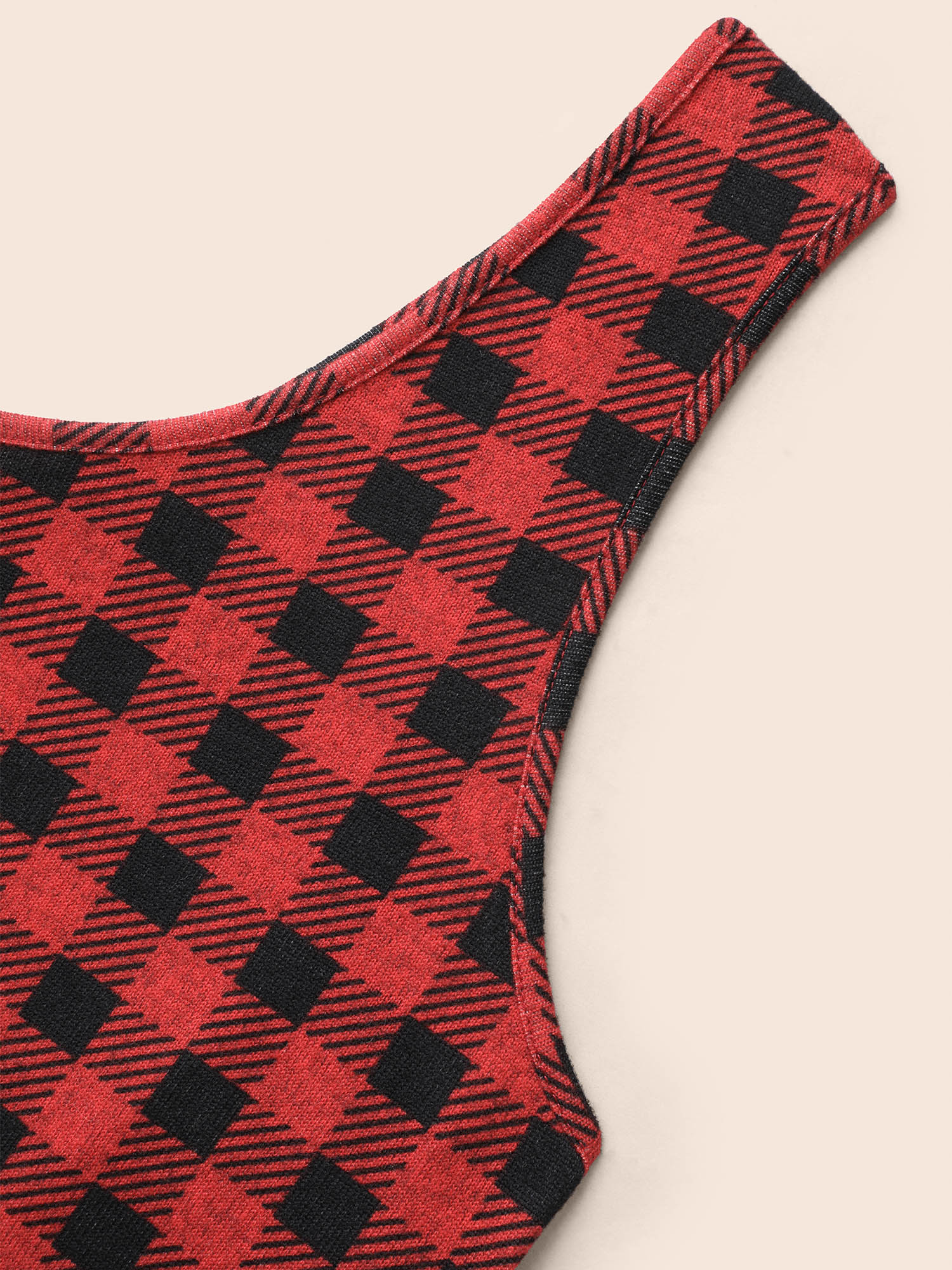 Checkered Pattern U-Neck Lounge Jumpsuit