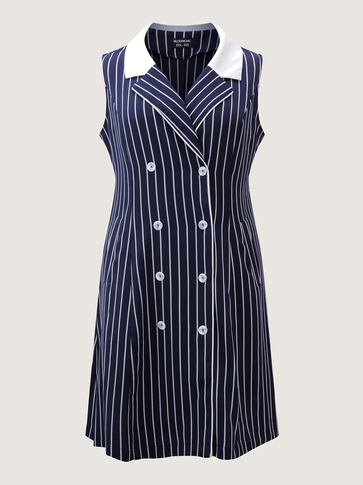 Color Contrast Stripe Double Button Mini Dress