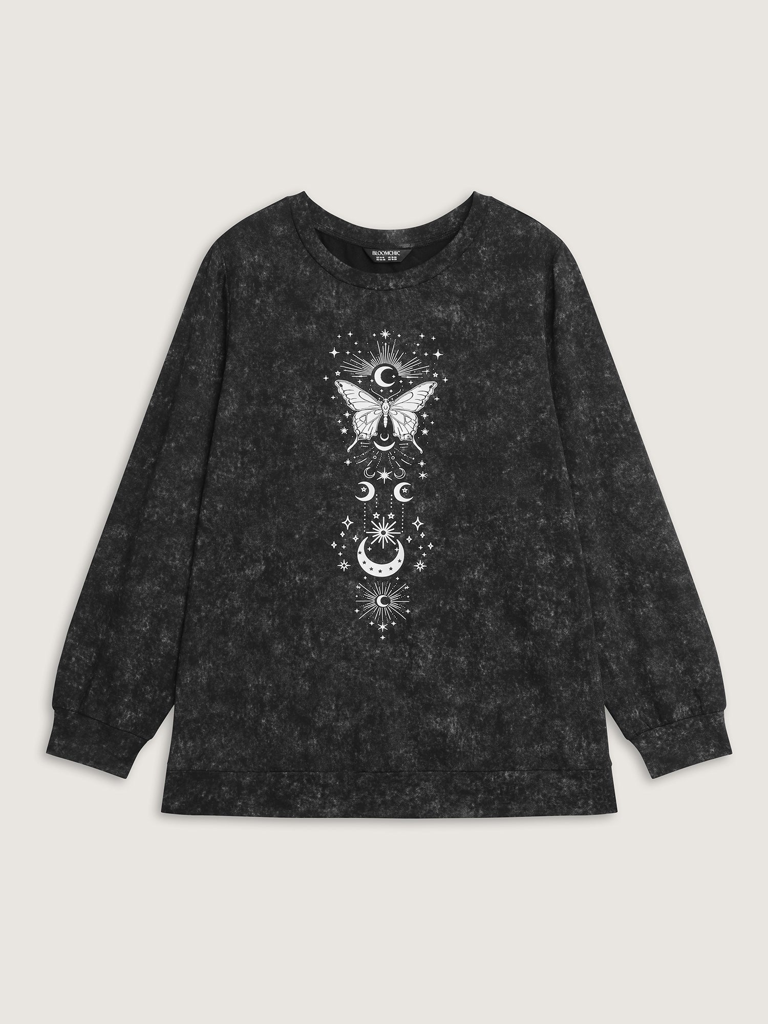 Starry Moon Stretchy Snowflake Textured Effect Sweatshirt