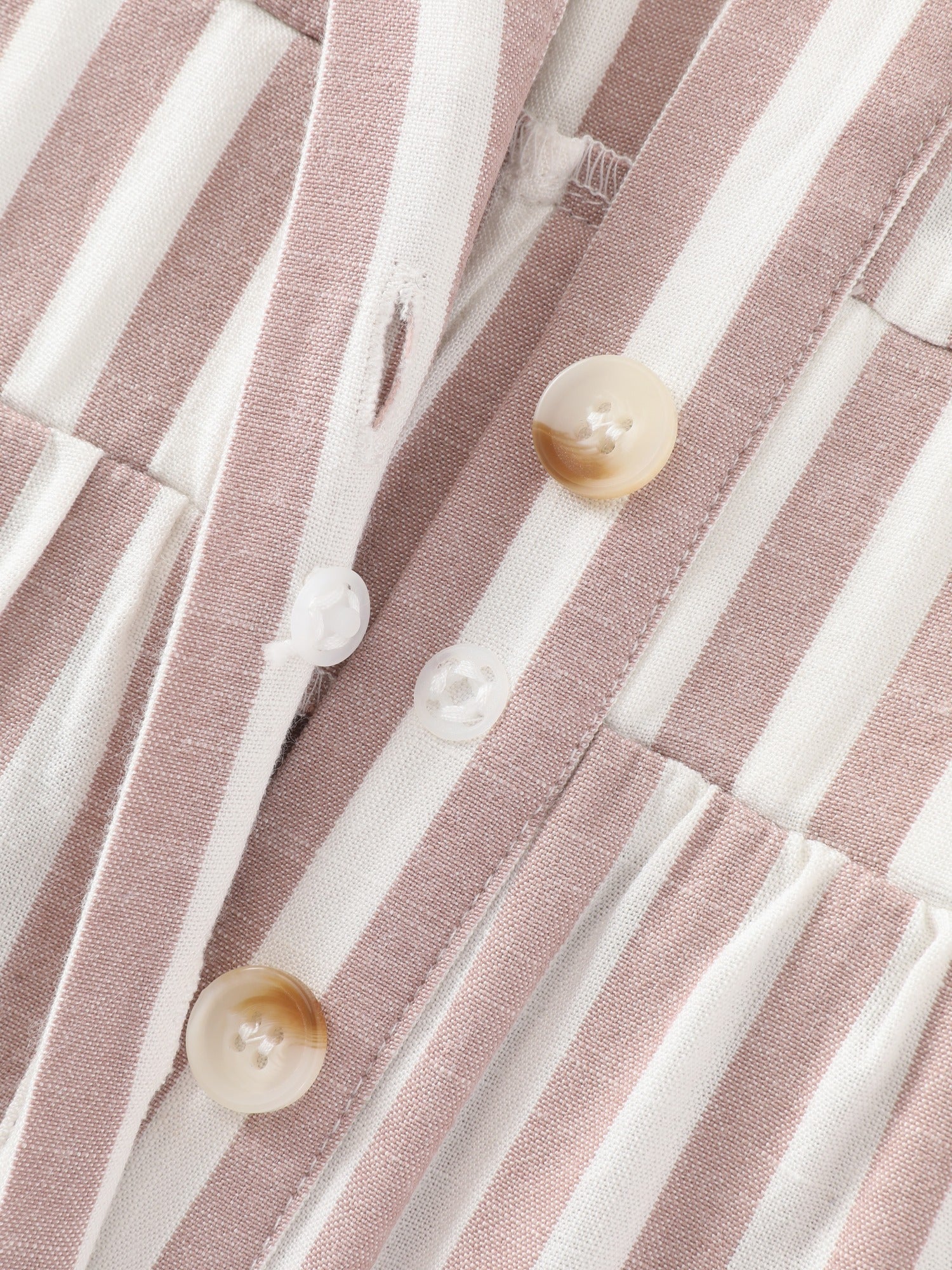 Stripe Print Half Button Cinched Waist Wide Leg Jumpsuit