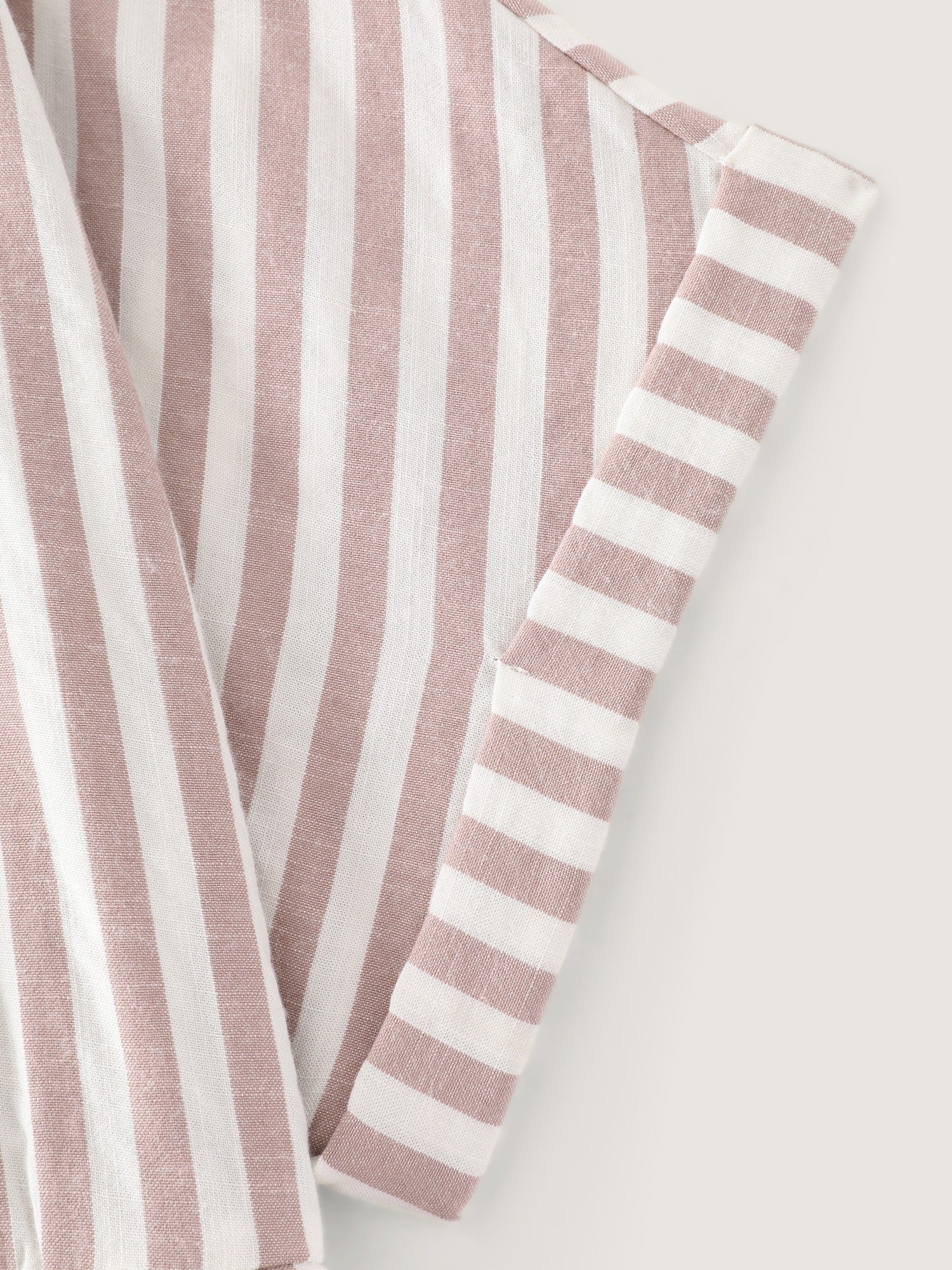 Stripe Print Half Button Cinched Waist Wide Leg Jumpsuit