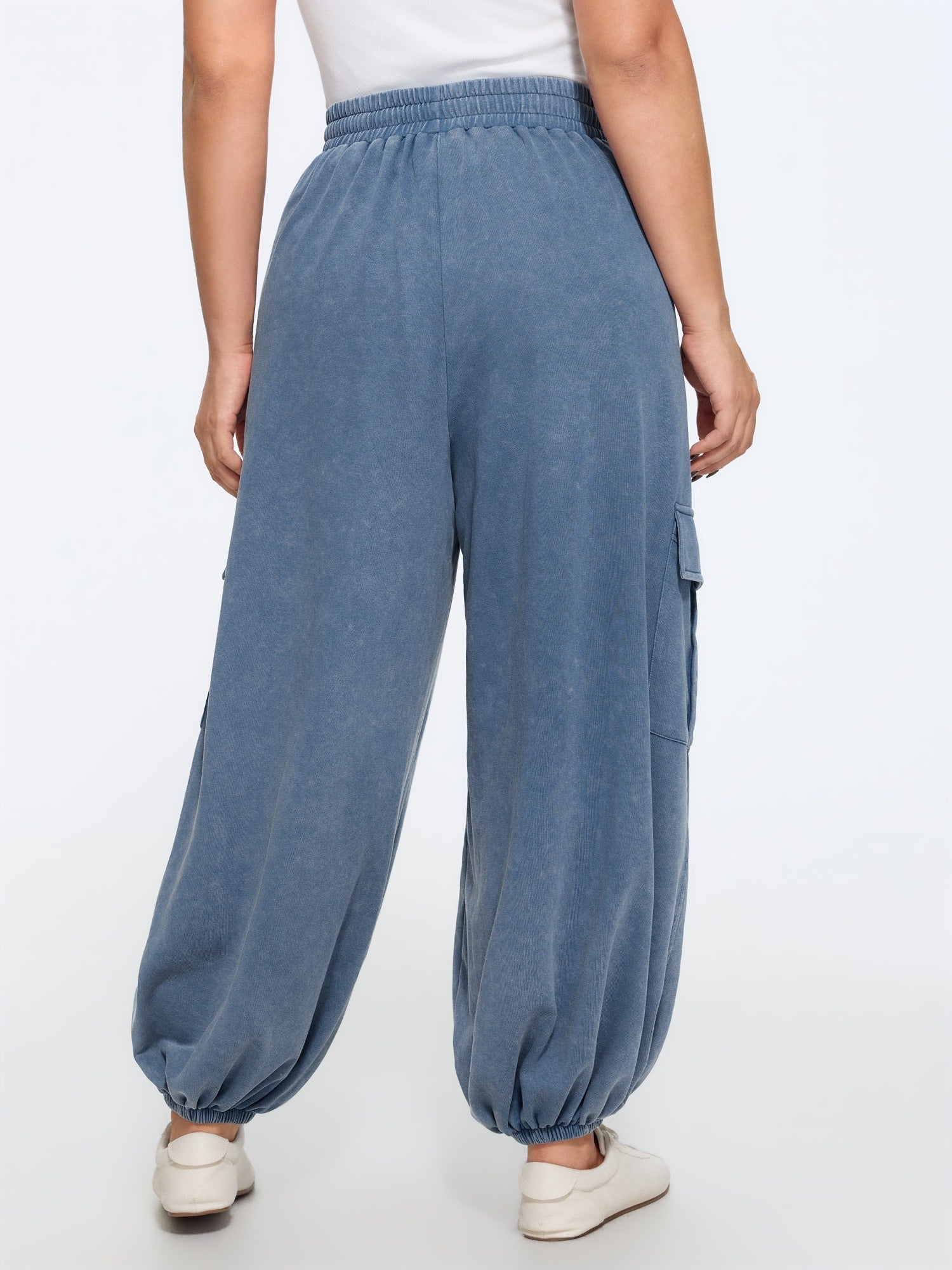 Washed Cargo Pocket Drawstring Jogger Pants