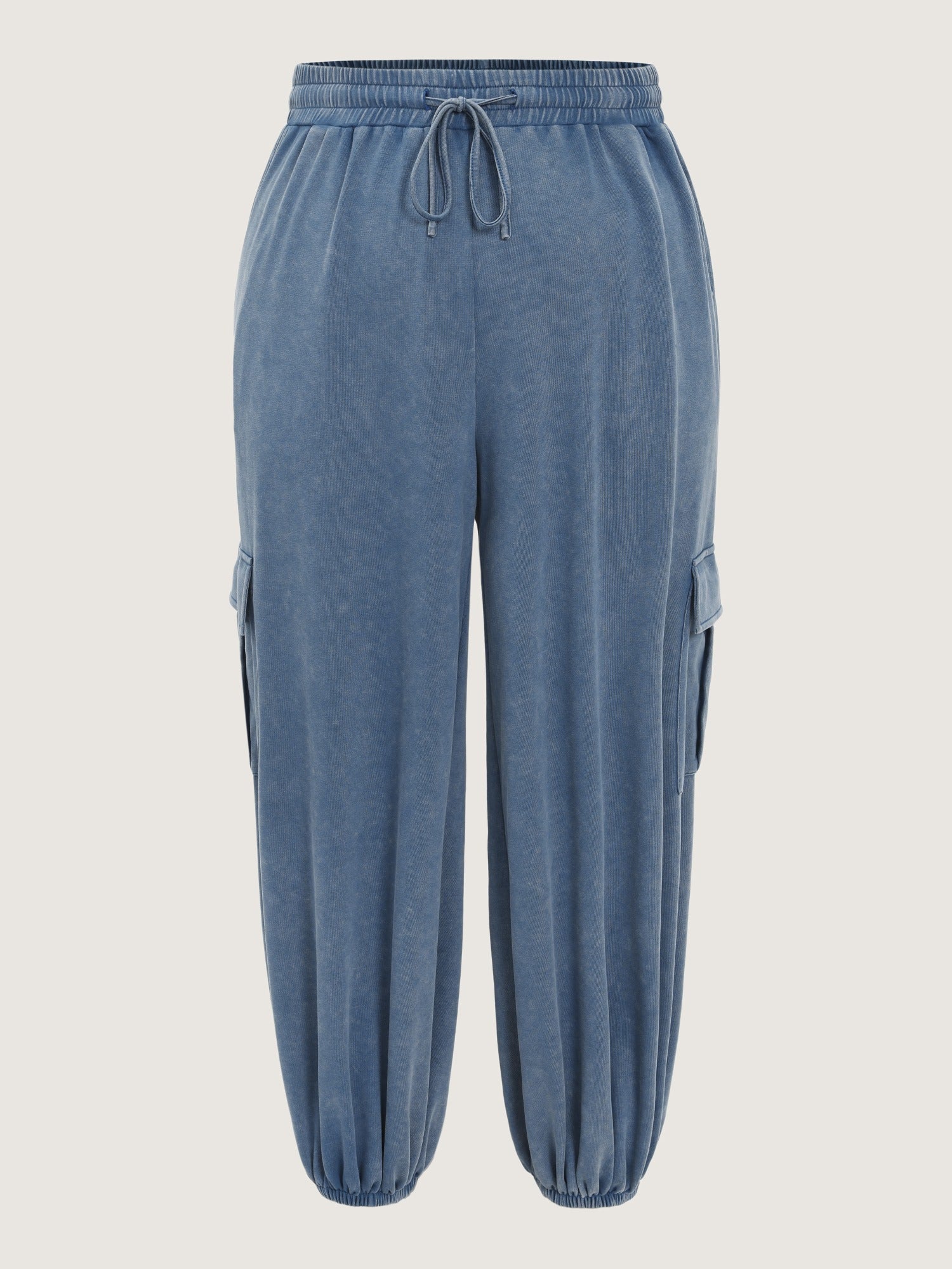 Washed Cargo Pocket Drawstring Jogger Pants