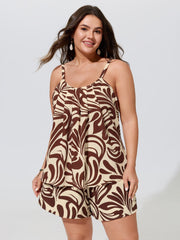 Abstract Print Pleated Tank Top