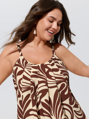 Abstract Print Pleated Tank Top