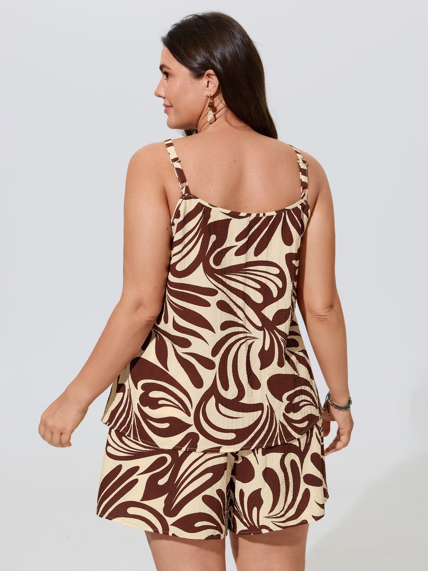 Abstract Print Pleated Tank Top