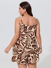 Abstract Print Pleated Tank Top