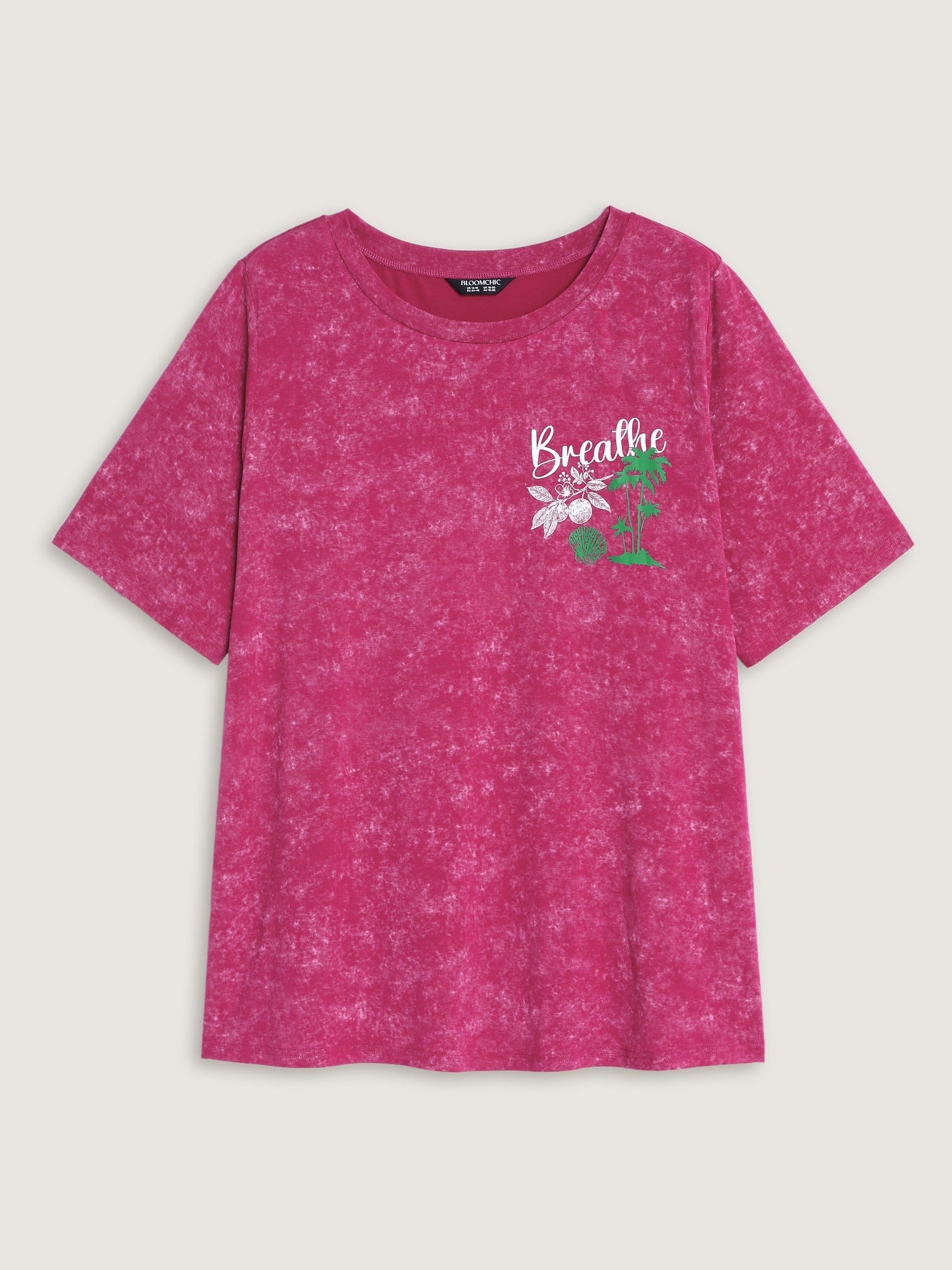 Vintage Round Neck Tropical Print T-Shirt