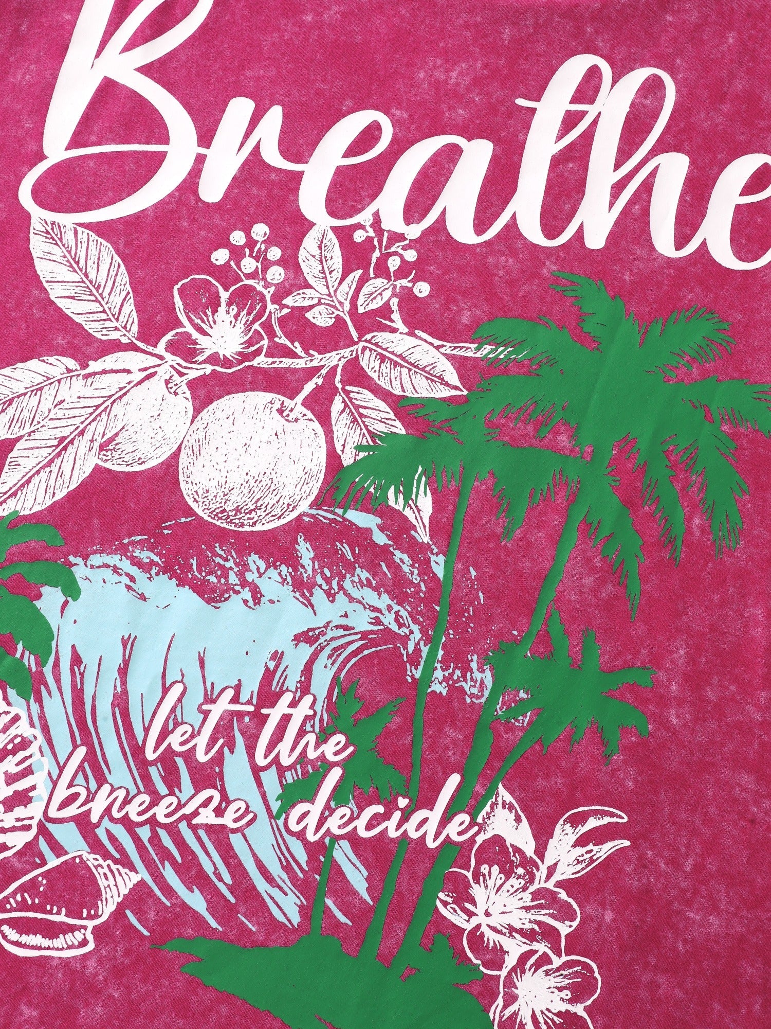 Vintage Round Neck Tropical Print T-Shirt