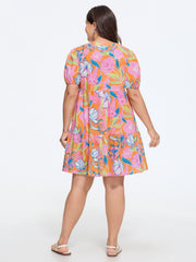 Cotton Floral Print Tiered Mini Dress