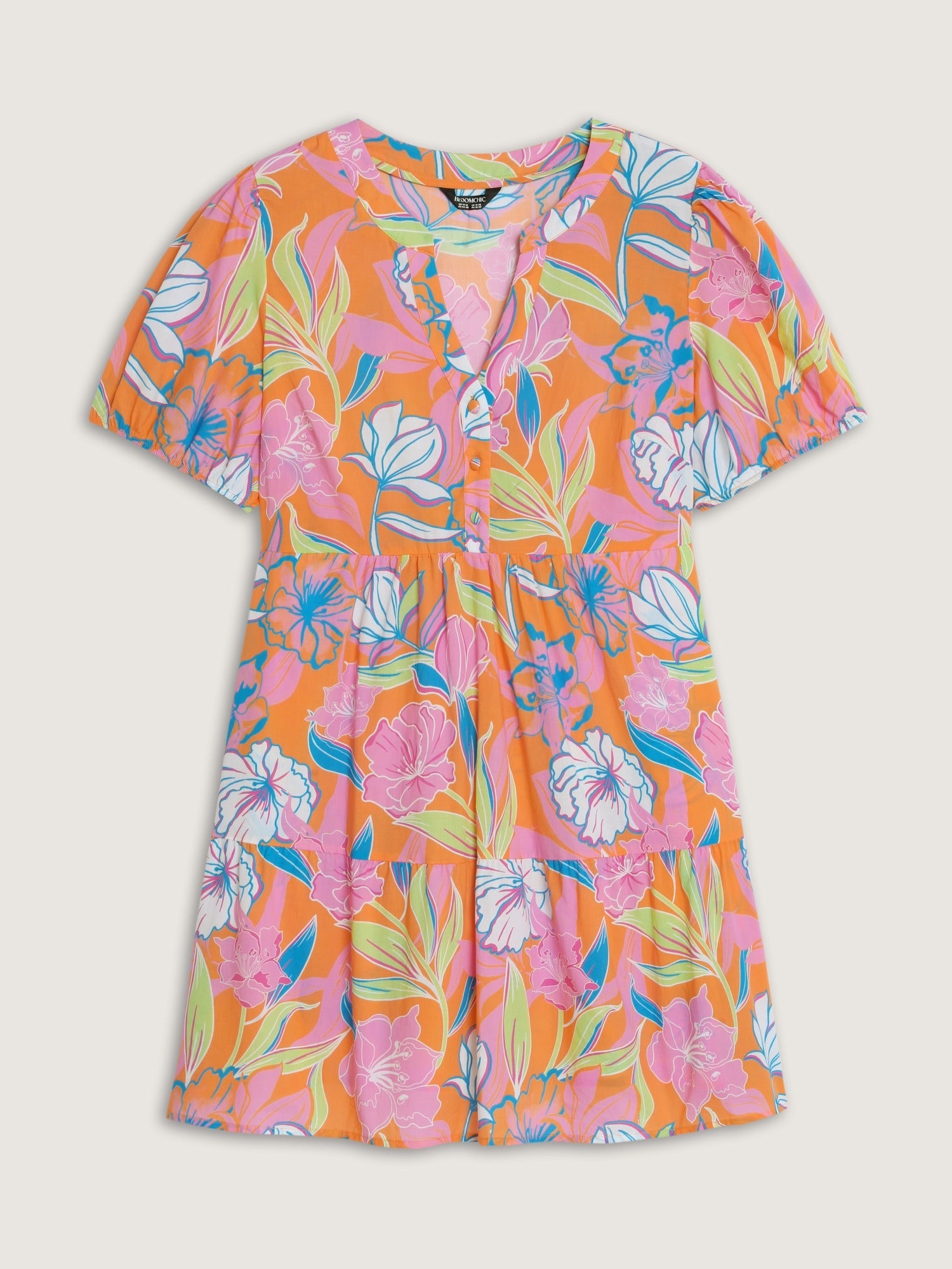Cotton Floral Print Tiered Mini Dress