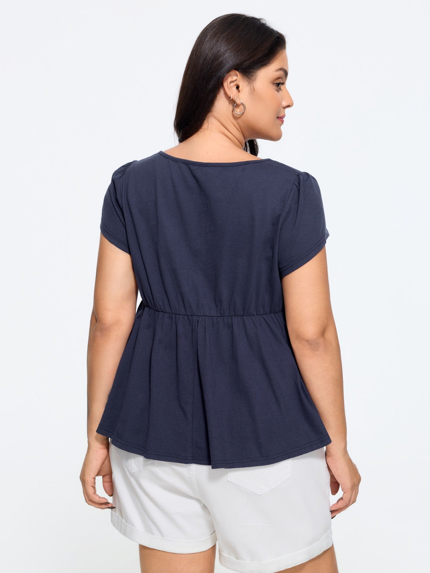 Cotton Square Neck Lace Trim Babydoll T-Shirt