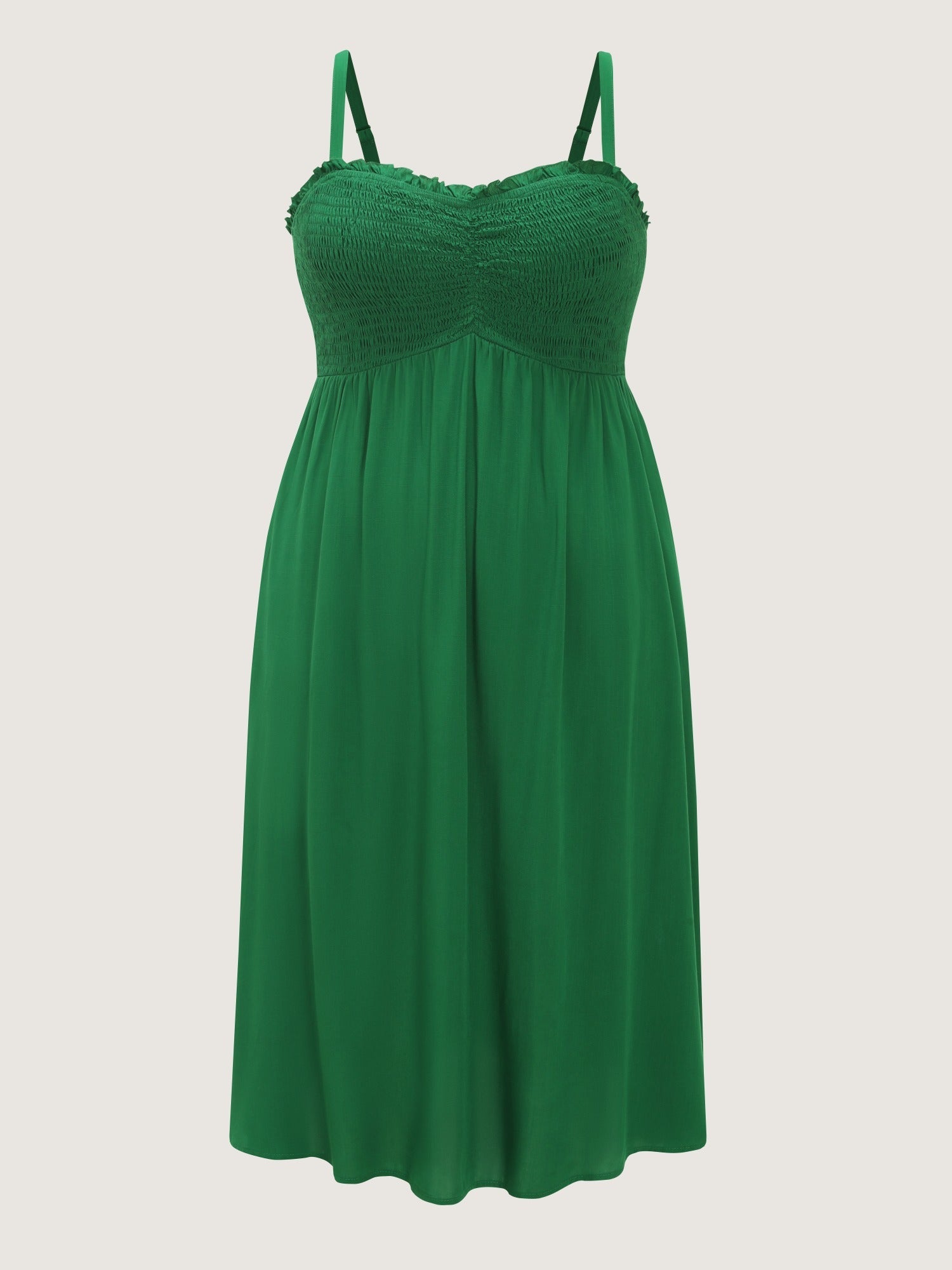 Supersoft Square Neck Solid Shirred Midi Dress