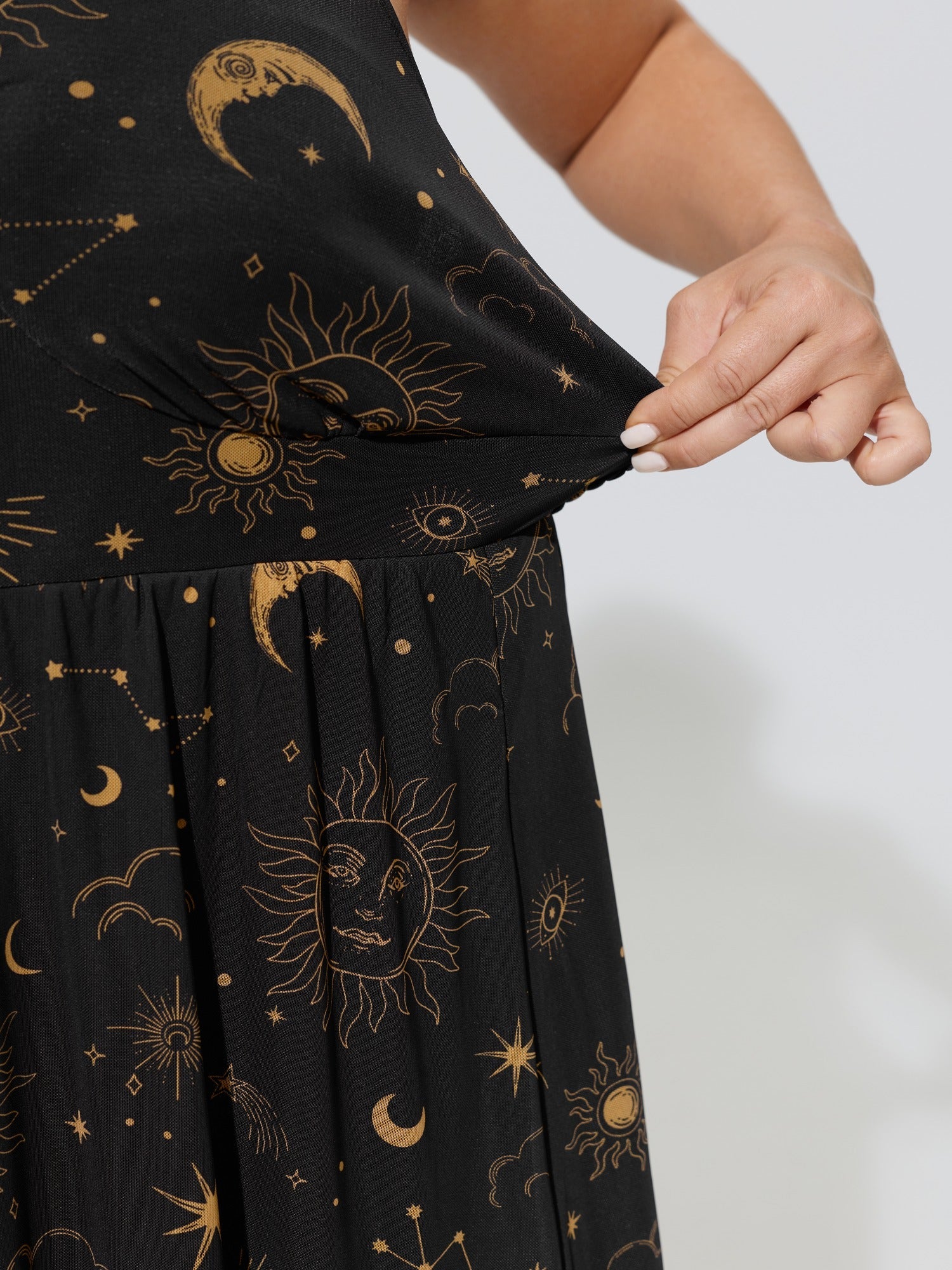 Constellation Print Halter Neck Mesh Midi Dress