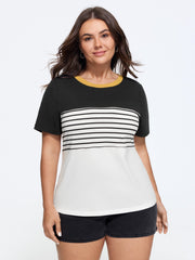 Supersoft Stretchy Striped Color Contrast T-Shirt