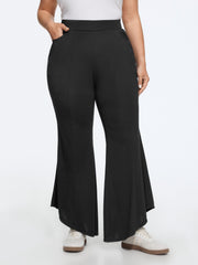 Stretchy Waist Flared High-Rise Pants