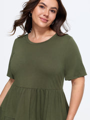 Supersoft Round Neck Lace Hem Babydoll Blouse